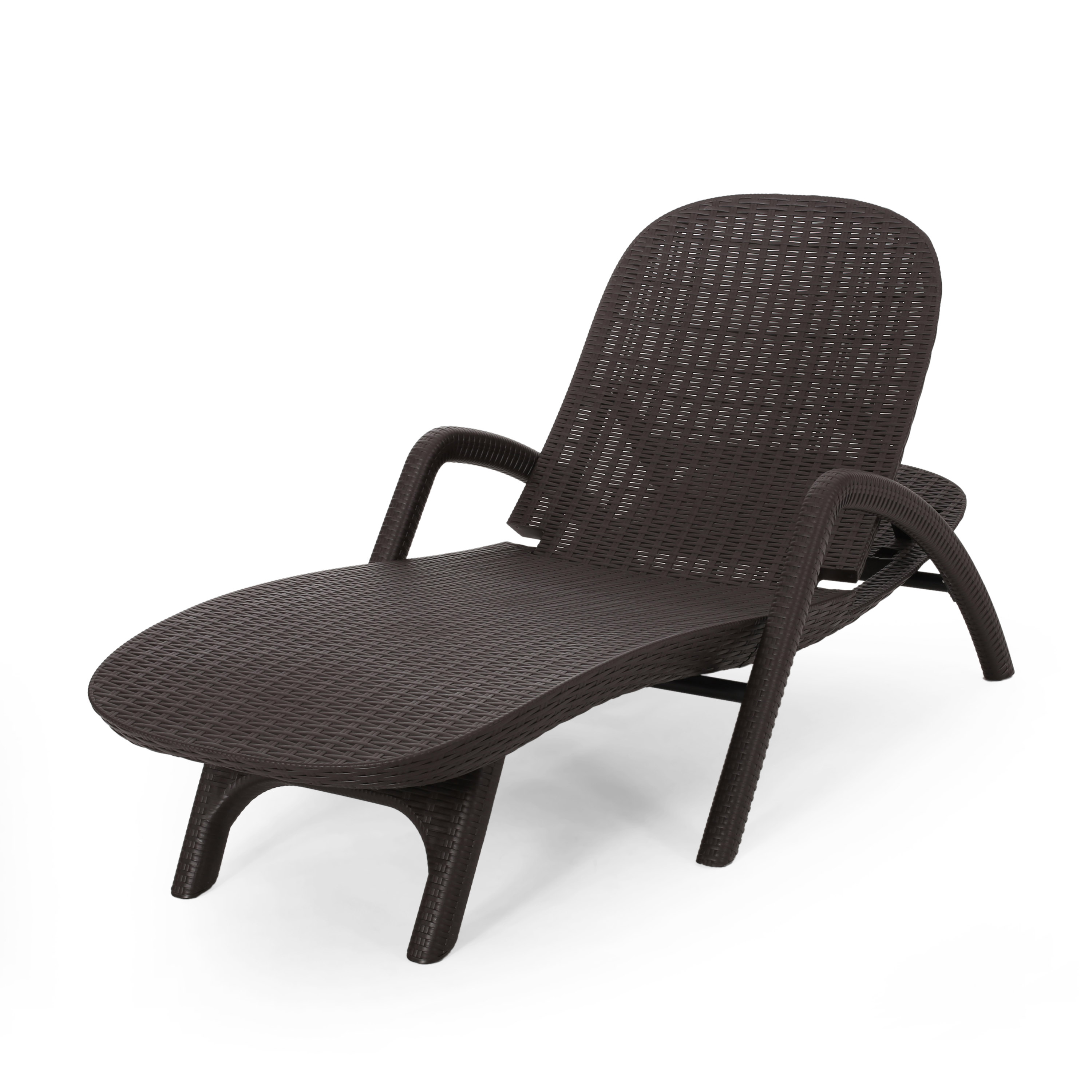 AHIOU HOME ZAAHG-68020DBRNAC Arcadia Dark Brown Polyethylene Frame Stationary Chaise Lounge Chair with Mesh Seat