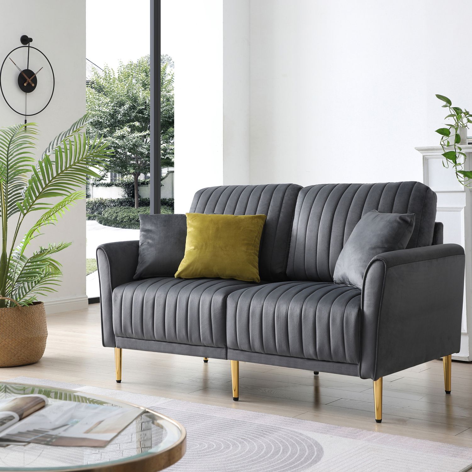 JASMODER W714S00006 31.5-in Modern Grey Polyester/Blend Sofa