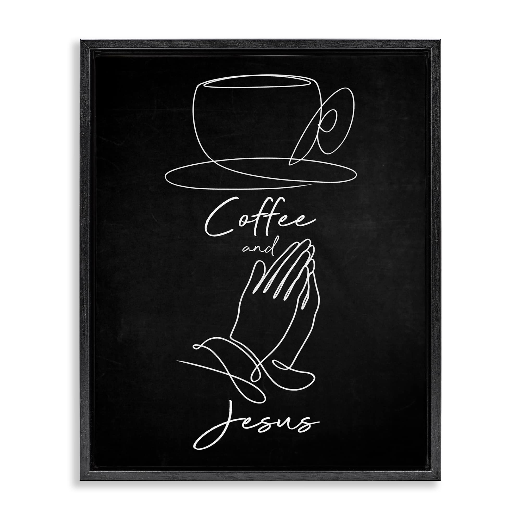 Stupell Industries BS-483-FFB-24X30 Coffee and Jesus Prayer Black Framed Floater Canvas Wall Art By Marcus Prime 25 x 31