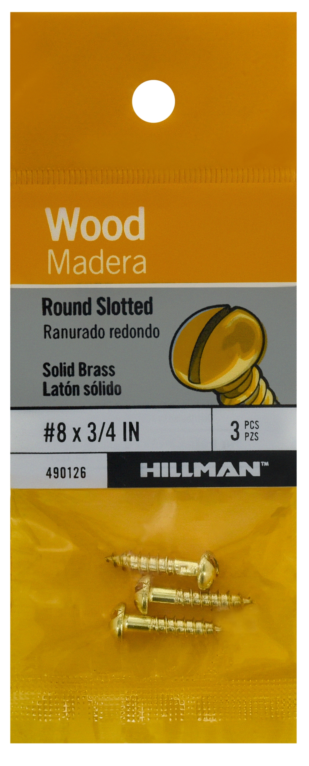 Hillman 490126 #8 x 3/4-in Brass Interior Wood screws ( 3 -Per Box )