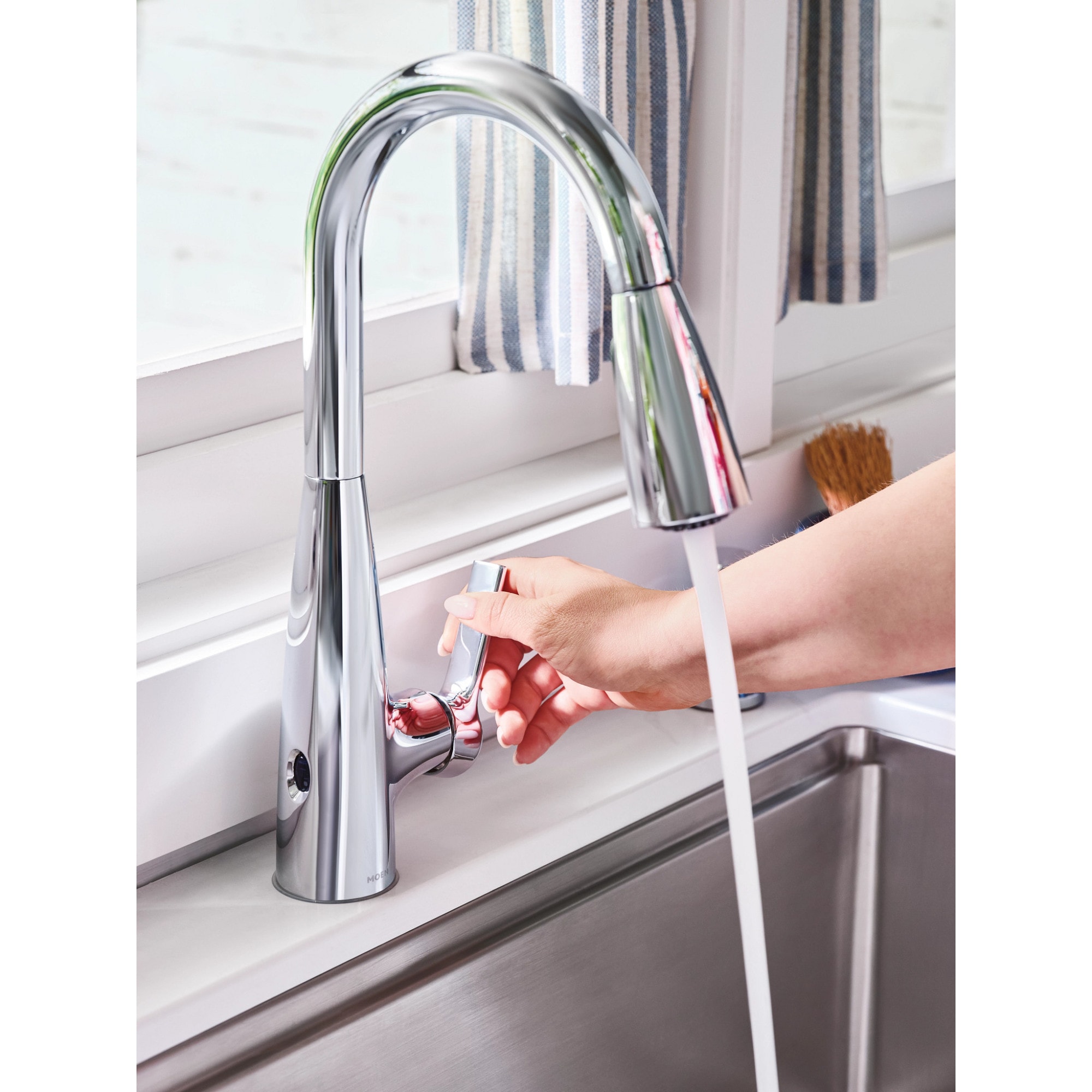 Moen Haelyn Chrome Single Handle Touchless Pull-down Kitchen Faucet ...