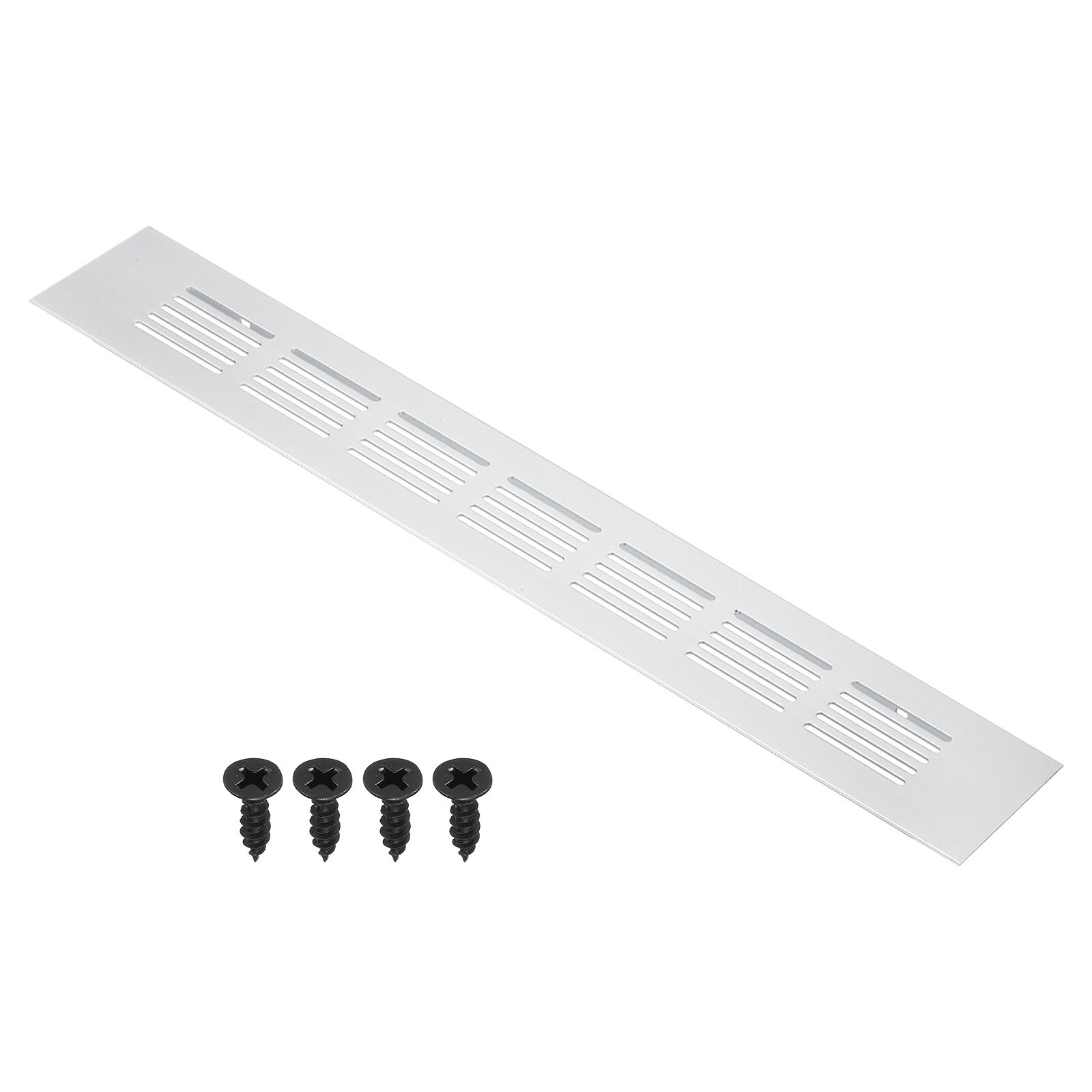 PATIKIL 12 x 2inch Door Air Vent Cover Aluminum Grille Ventilation Cover Louvered with Mounting Screws for Cabinet Wardrobe Door Silver Tone
