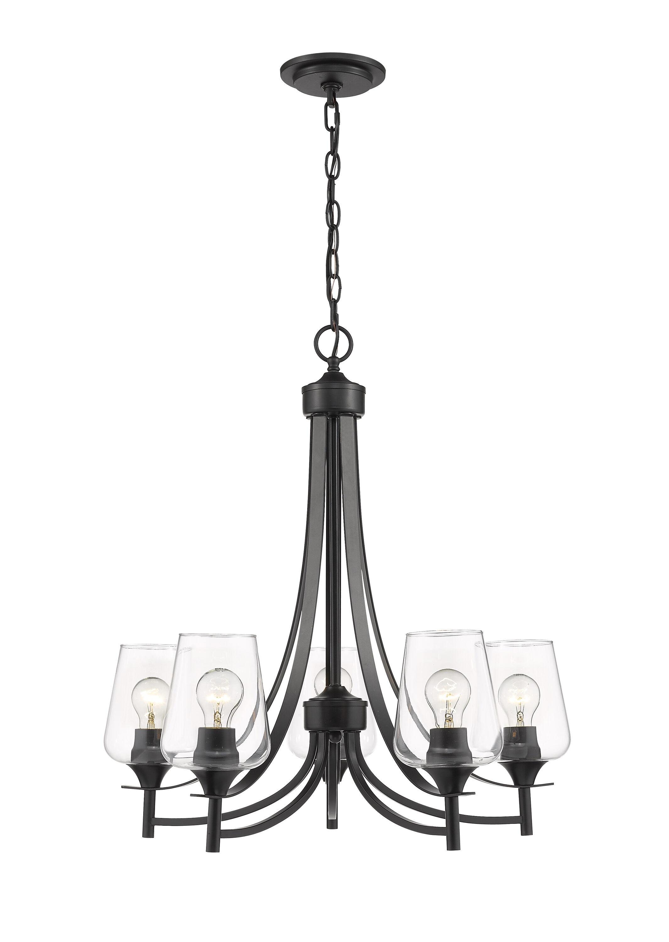 Z-Lite 473-5MB Joliet 5 -Light Matte Black Modern/contemporary For Use in Bedrooms, Dining Rooms, Foyers, Kitchens, Living Rooms Chandelier