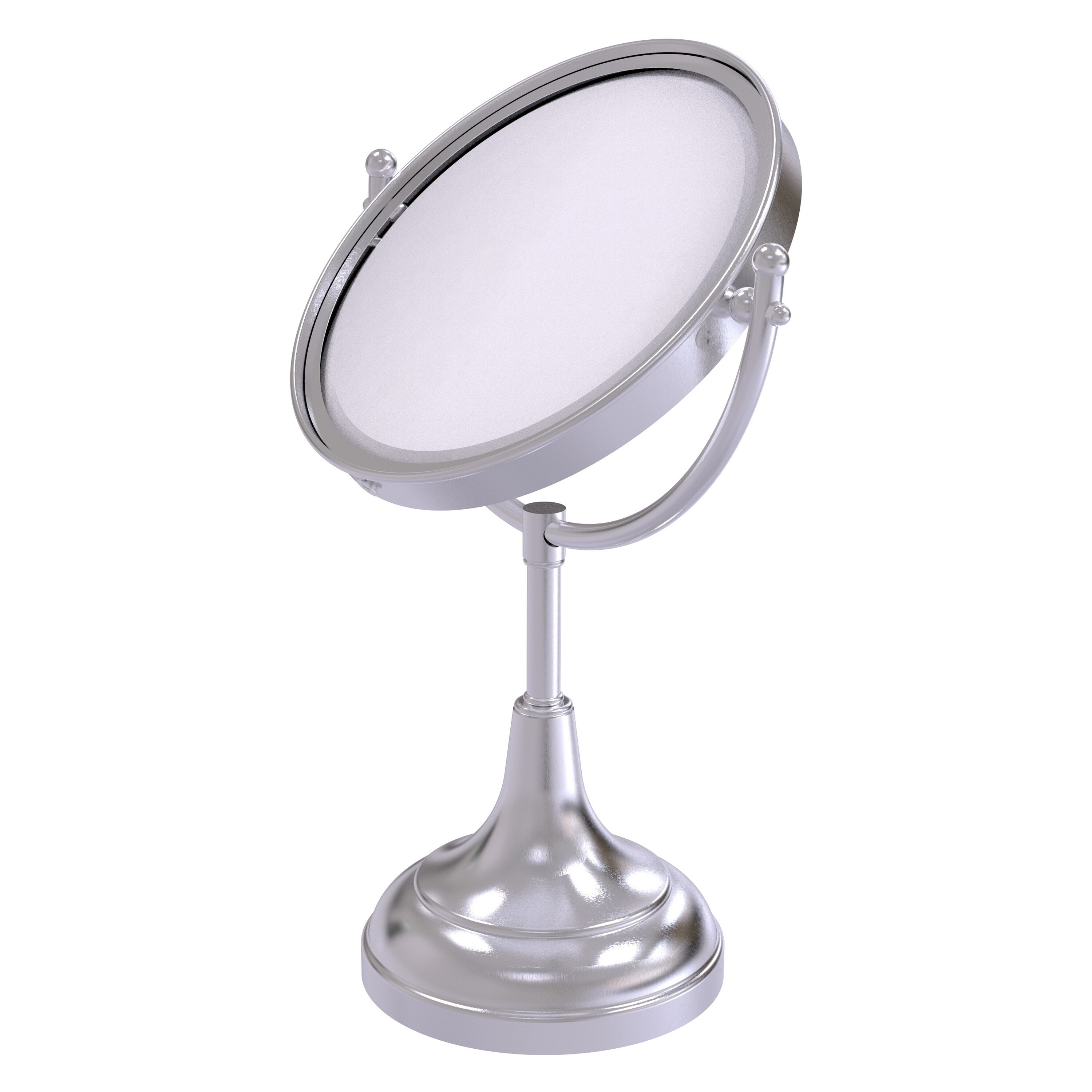 8-in x 15-in Satin Chrome Double-sided 5X Magnifying Countertop Vanity Mirror | - Allied Brass DM-2/4X-SCH
