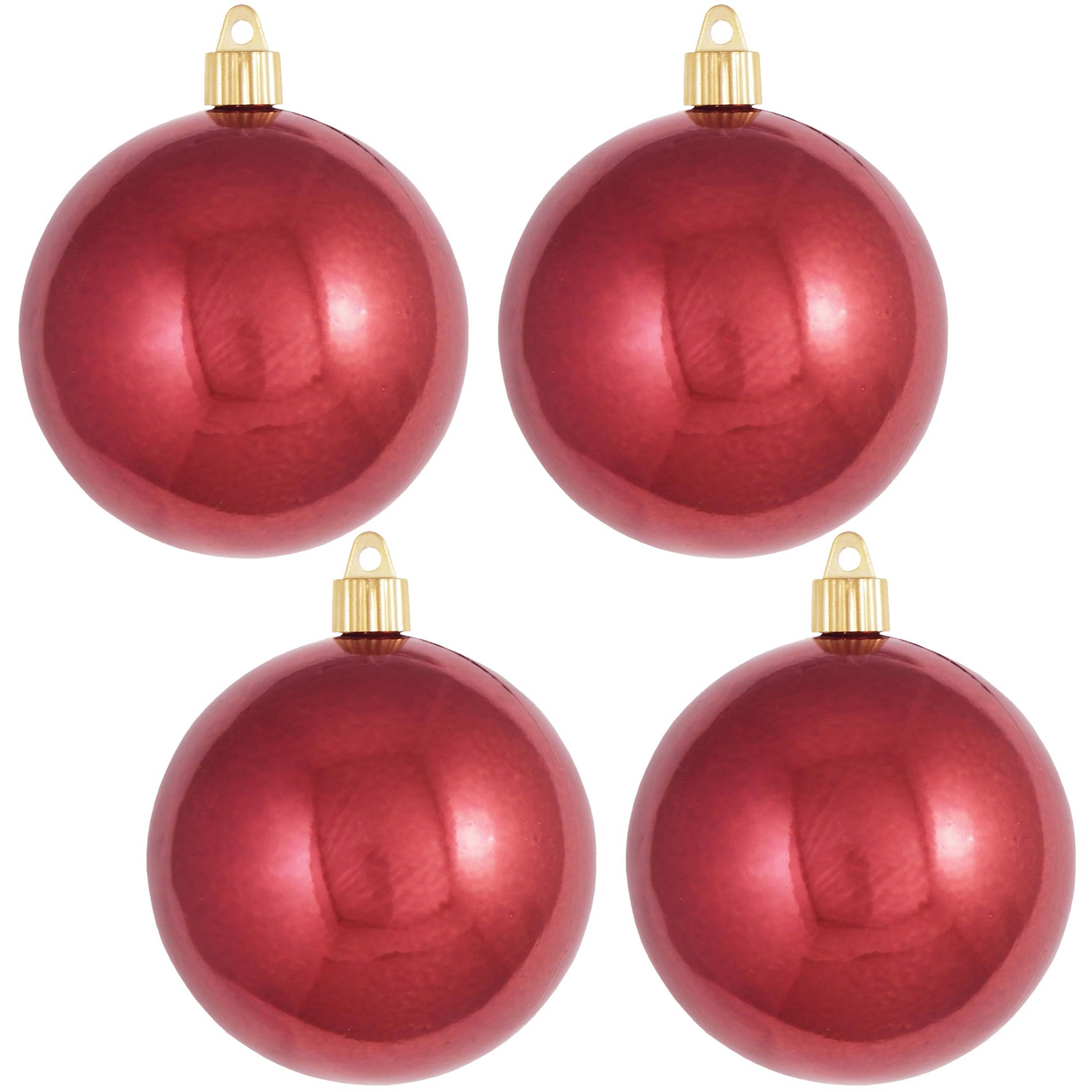 Shiny Sonic Red 4" Shatterproof Plastic Ball Ornaments Set