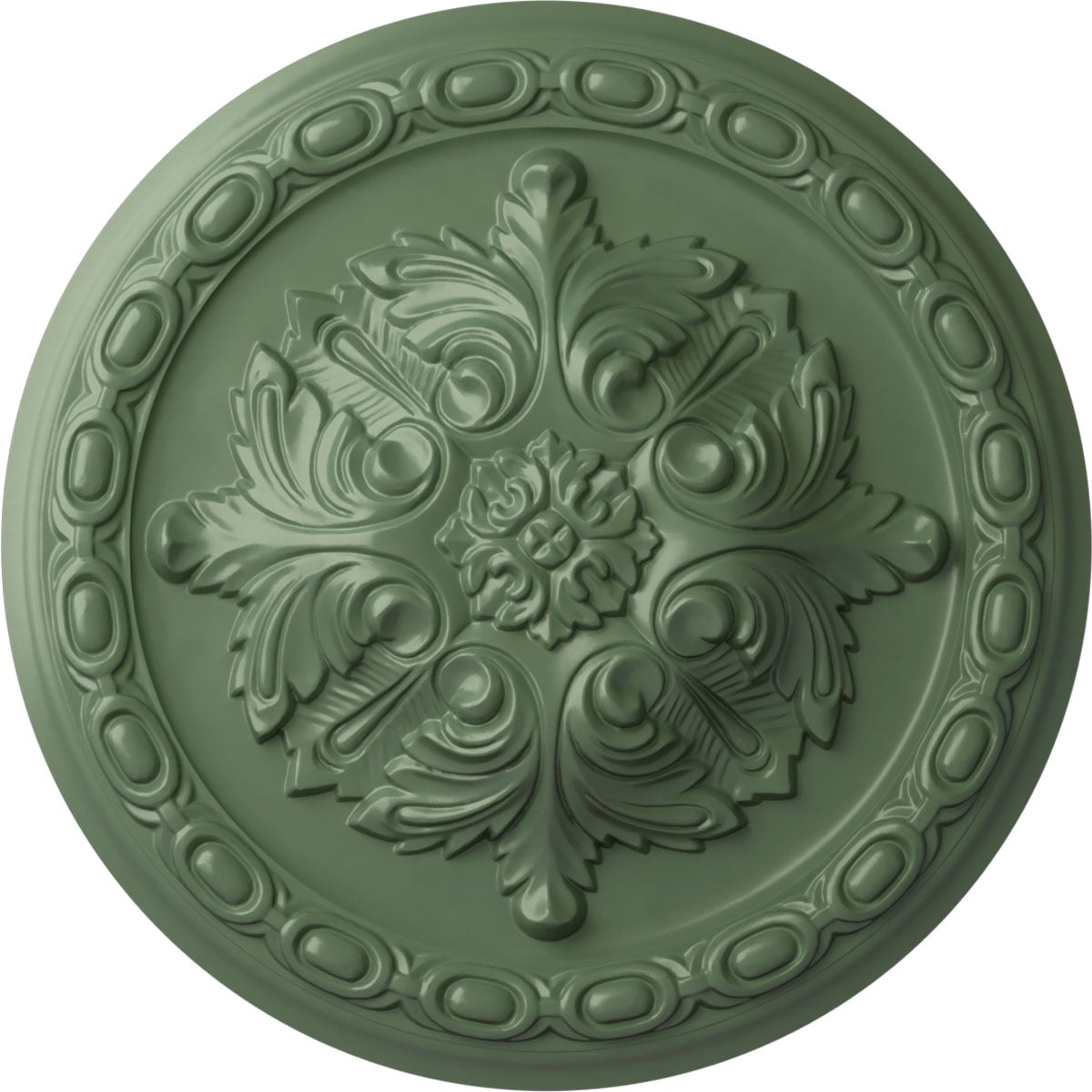 Ekena Millwork CM11ACAGF Acanthus 11.375-in W x 11.375-in L Painted Athenian Green Polyurethane Whole Ceiling Medallion