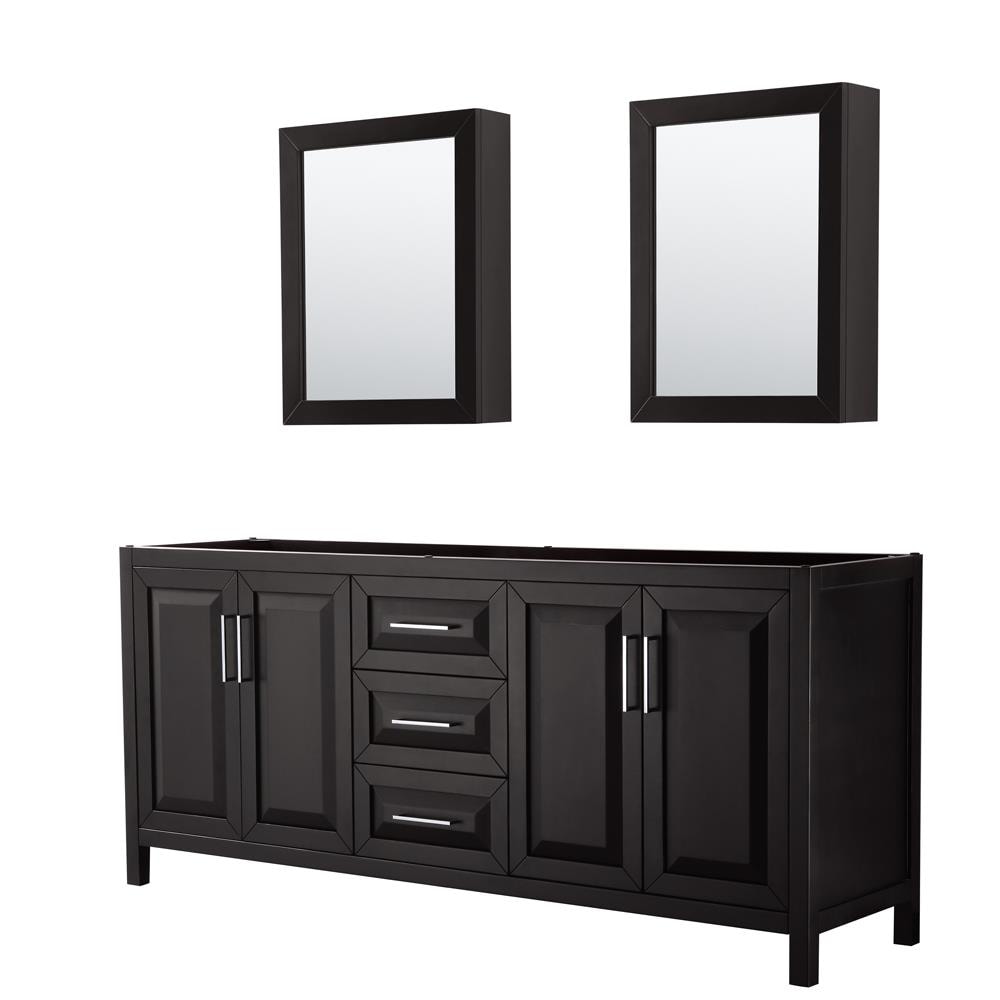 Wyndham Collection WCV252580DDECXSXXMED Daria 80-in Dark Espresso with Polished Chrome Trim Bathroom Vanity Base Cabinet without Top (Mirror Included) (Medicine Cabinet Included)