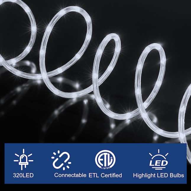 DEERPORT Decor 48-ft LED Cool White Rope Light DEERPORT Decor 48-ft LED Cool White Rope Light