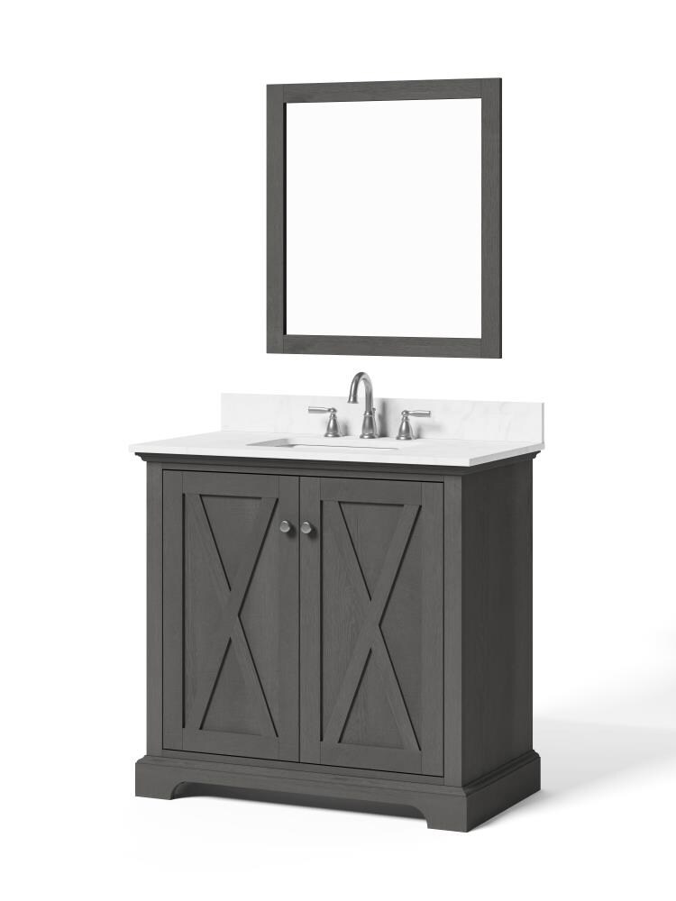 36 In Gray Undermount Single Sink Bathroom Vanity With White Engineered Stone Top Mirror Included The Vanities Tops Department At Com 36 In Gray Undermount Single Sink, Bathroom Vanity With Sink 36 Inch Clearance