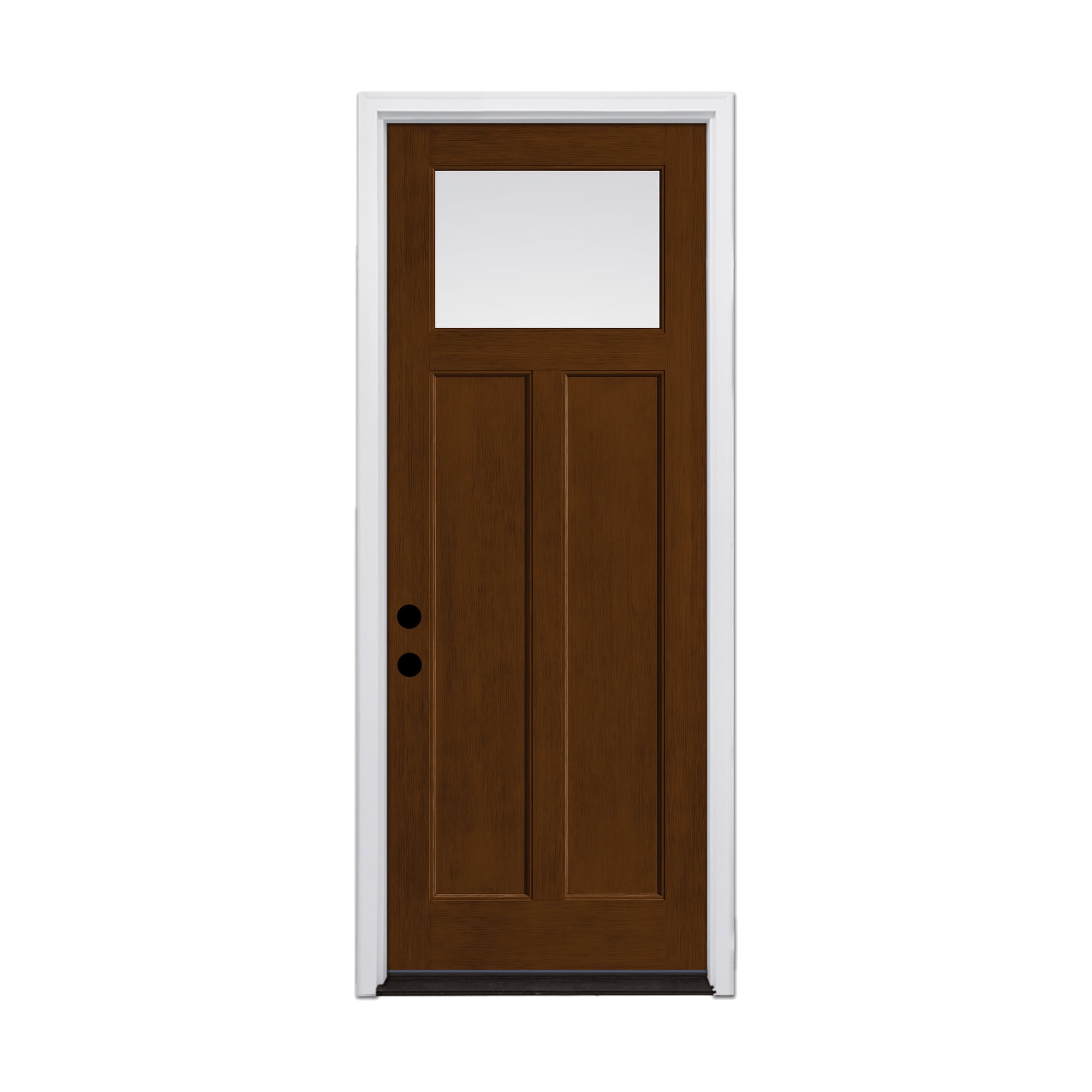 Therma-Tru 36-in x 96-in Fiberglass 1/4 Lite Stained Prehung Front Door with Brickmould Insulating Core