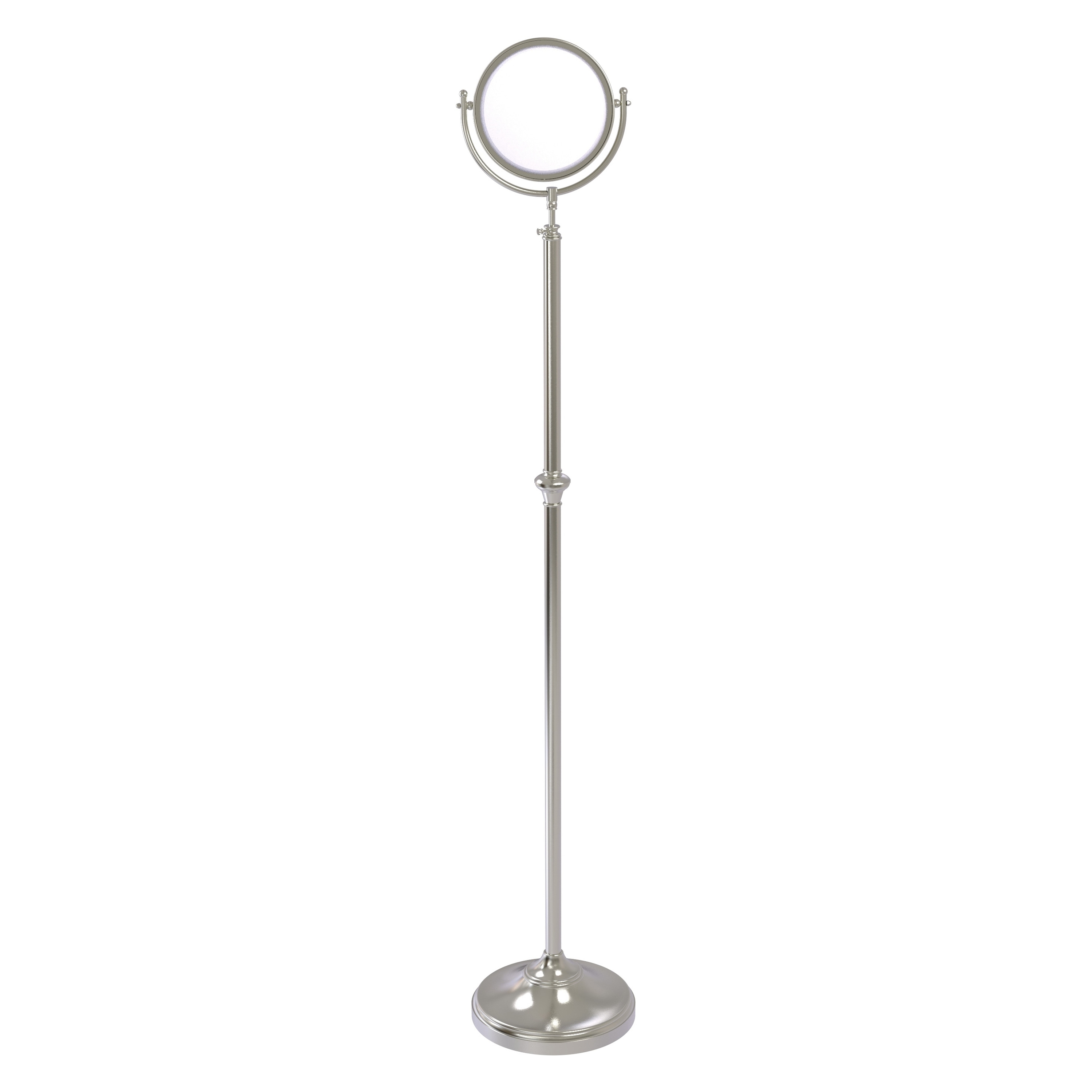 Allied Brass DMF-2/2X-SN 10.5-in x 68-in Satin Gold Double-sided 2X Magnifying Freestanding Vanity Mirror