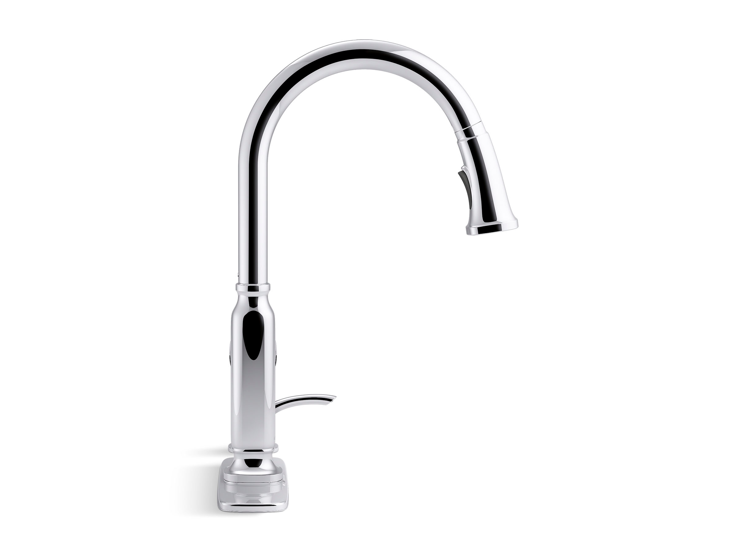 KOHLER Ealing Polished Chrome Single Handle Pull-down Kitchen Faucet with  Deck Plate and Soap Dispenser Included