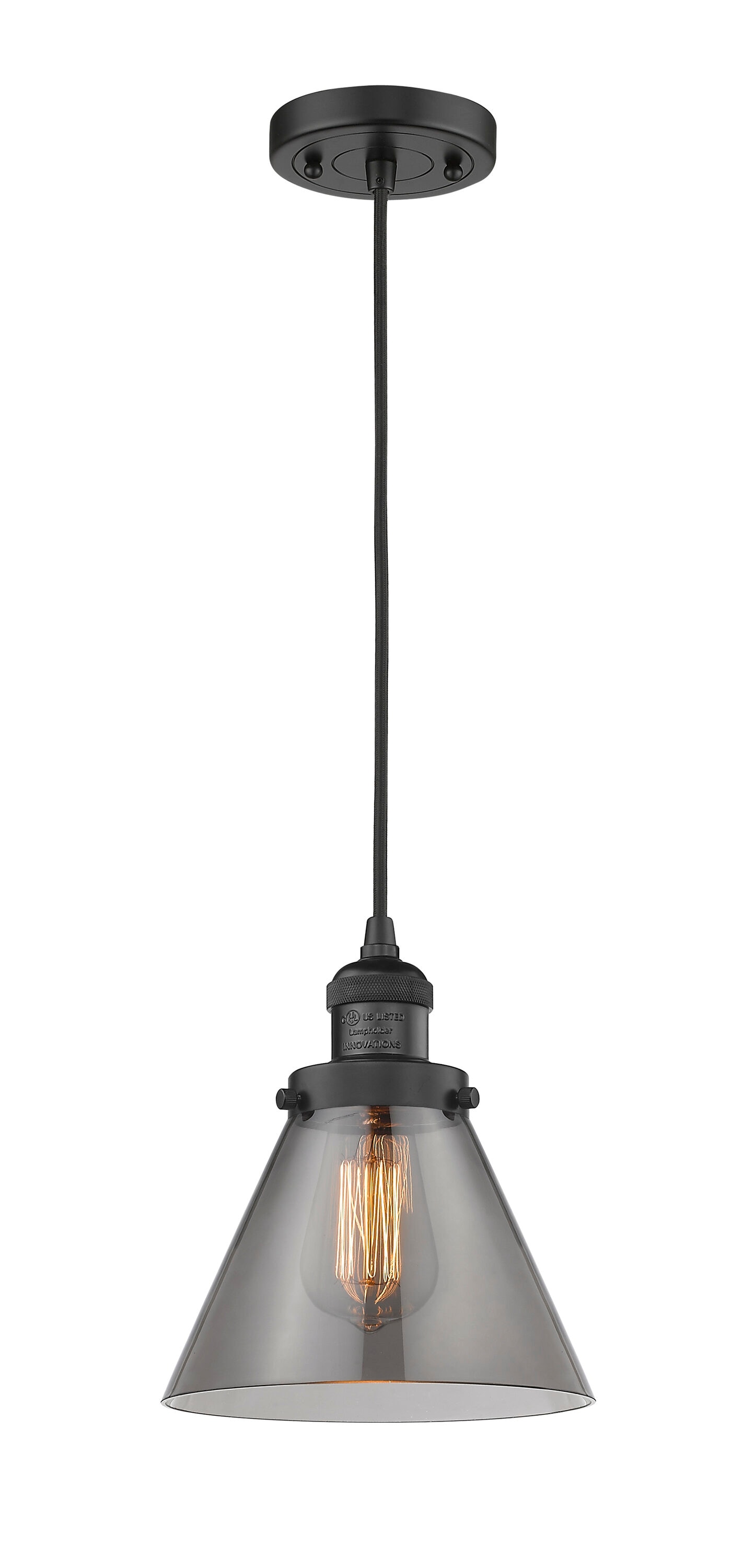 Innovations Lighting 201C-BK-G43 Cone Matte Black Industrial Stained glass Cone Medium Hanging Pendant light