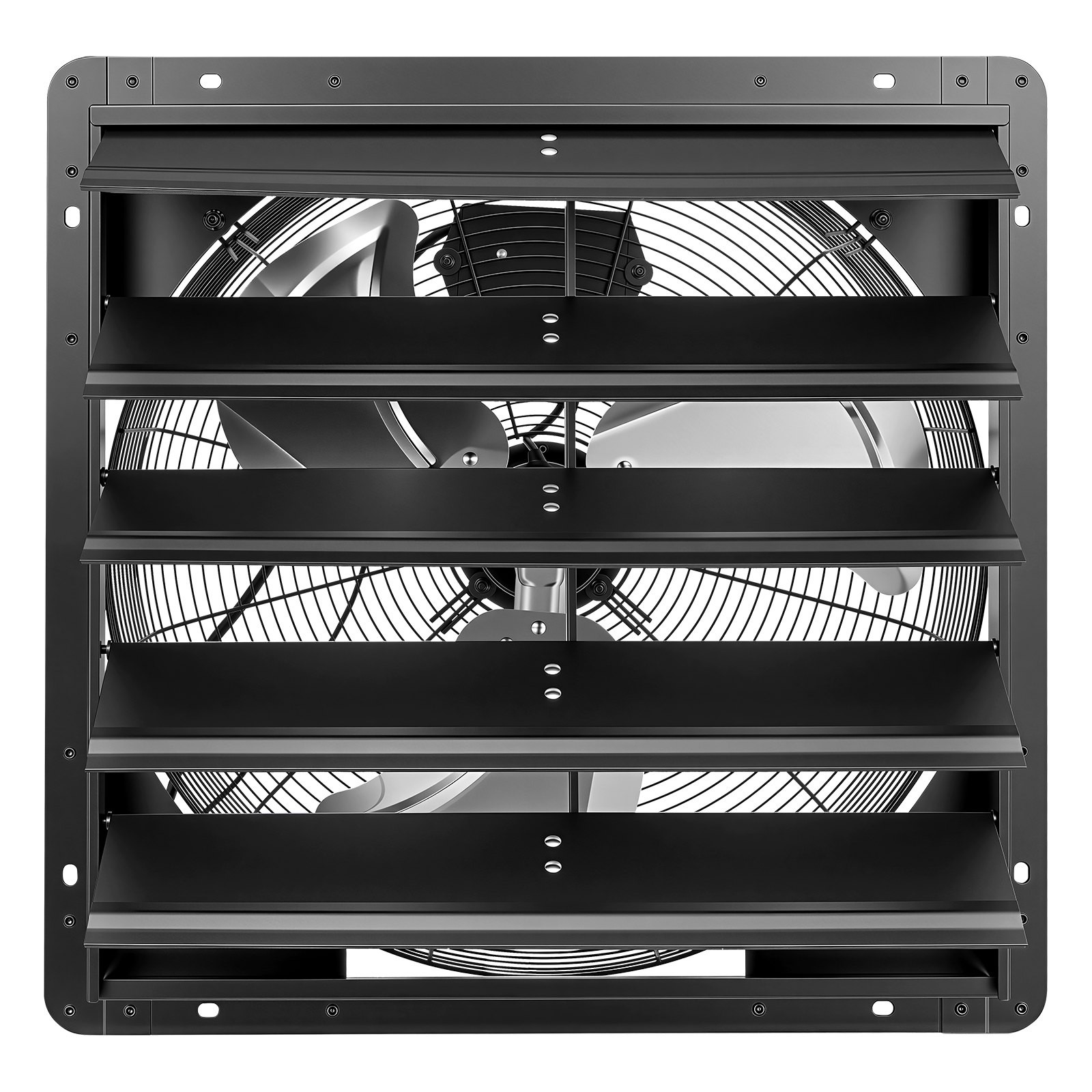 GIVIMO 20-in Shutter Exhaust Fan Wall Mounted with Automatic Louvers EC Motor 3000-CFM Airflow Steel Housing Spiral Blades Temperature and Humidity Controller 10-Speed 64-W Ventilation Cooling Fan for Attic Garage Barn Greenhouse Workshop Black