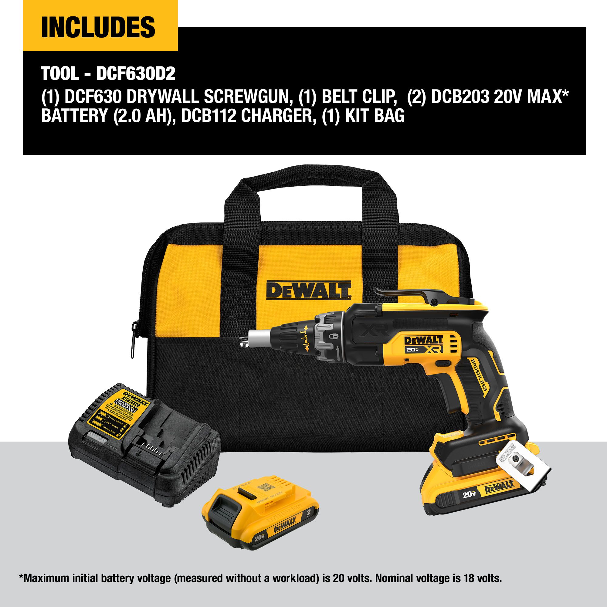 DEWALT 20-volt Max Lithium Ion (li-ion) Brushless Screw Gun Kit DCF630D2 Sansujyuku sansujyuku.com