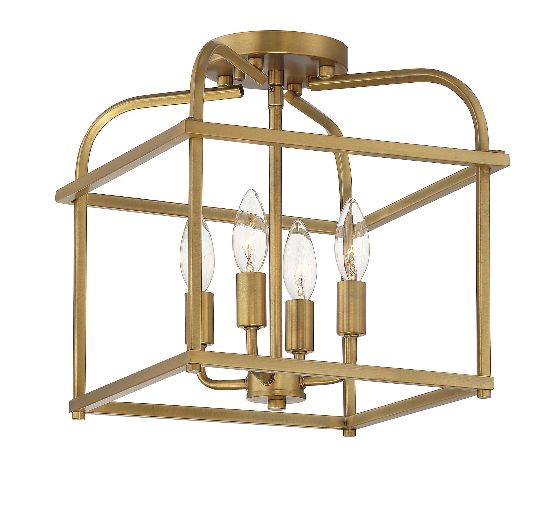 Meridian Lite Trends M60061NB Meridian 4 -Light 12-in Brushed Brass Semi Flush Mount Light