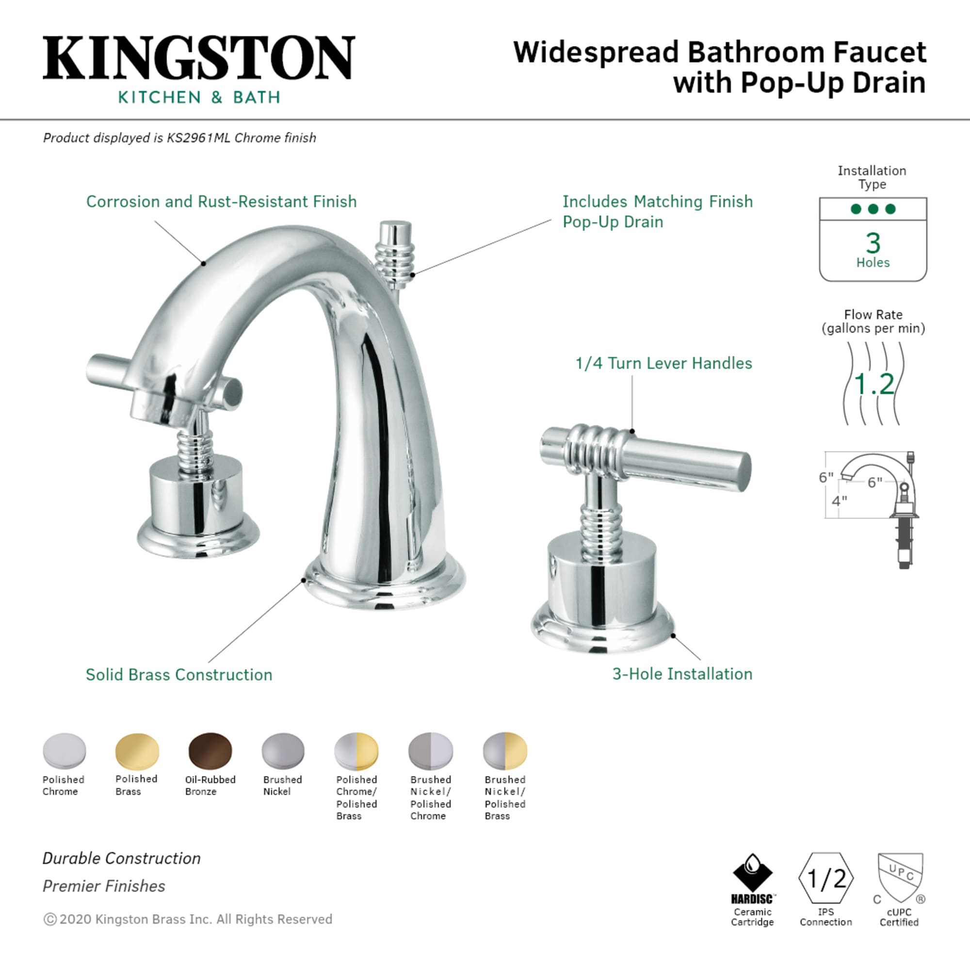 Kingston Brass WLKS2969ML Lavatory-Faucets - View #2