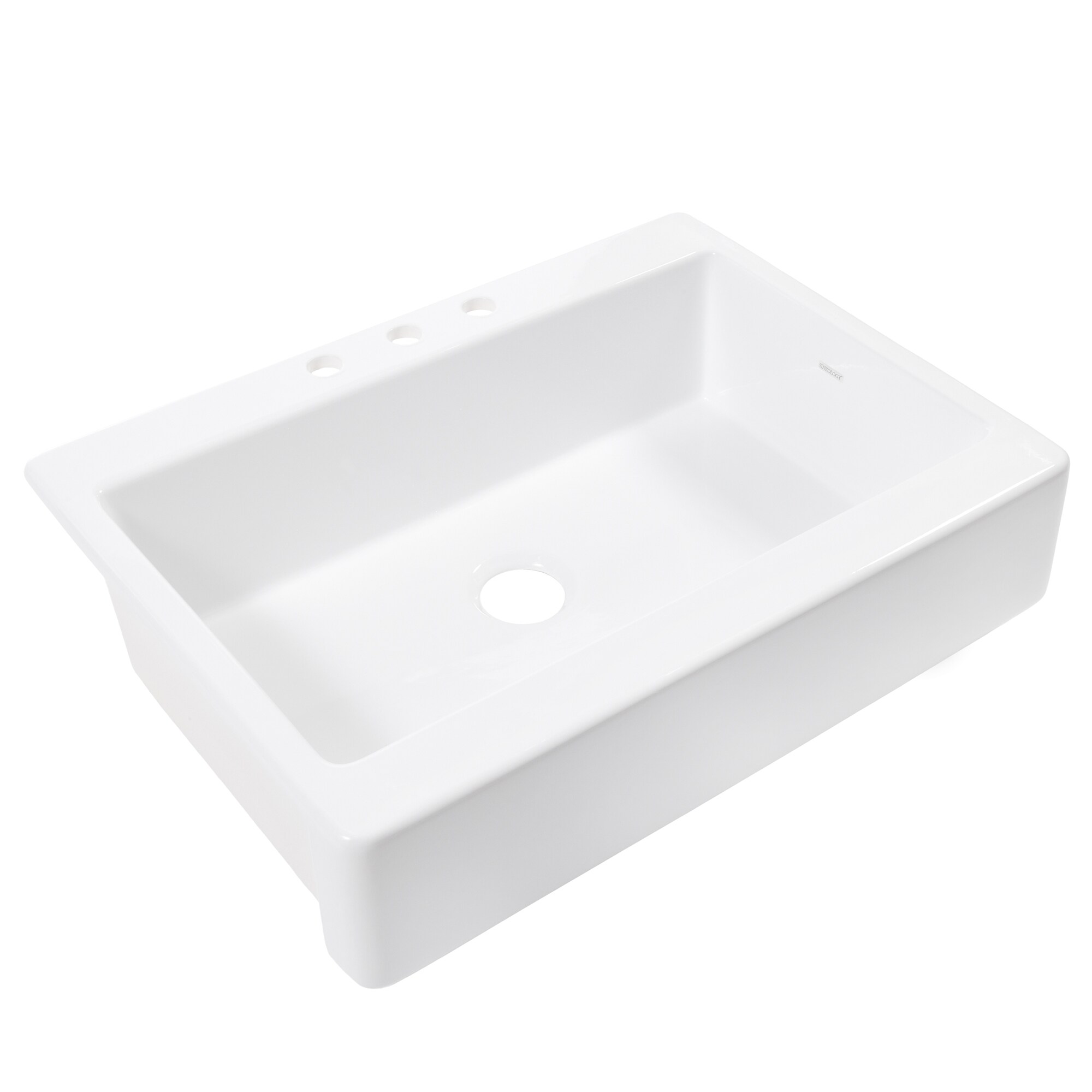 SINKOLOGY SK455-34FC-3 Parker Drop-in 33.85-in x 25.5-in Fireclay Single bowl Kitchen Sink