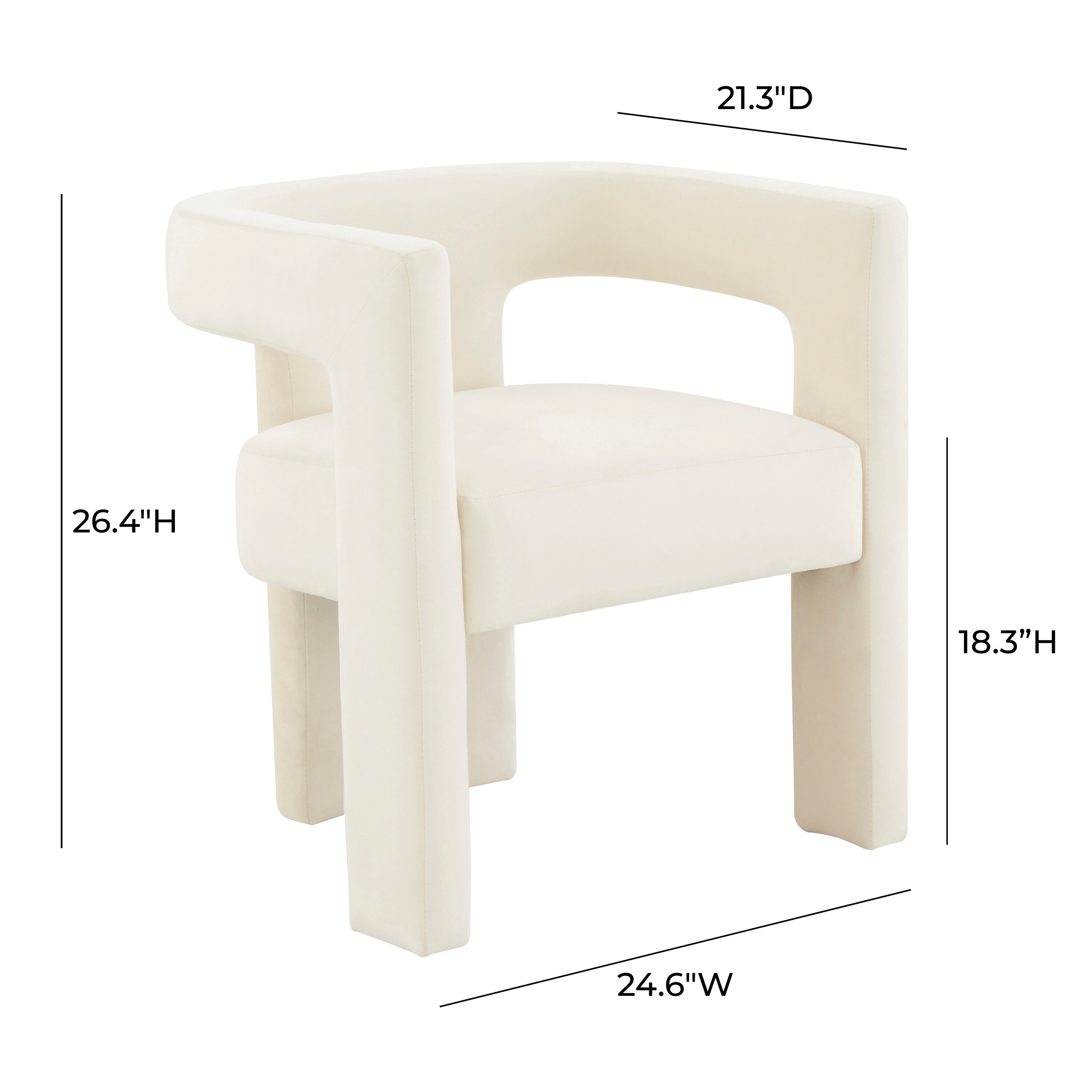 Cream Velvet Handcrafted Contemporary Arm Chair