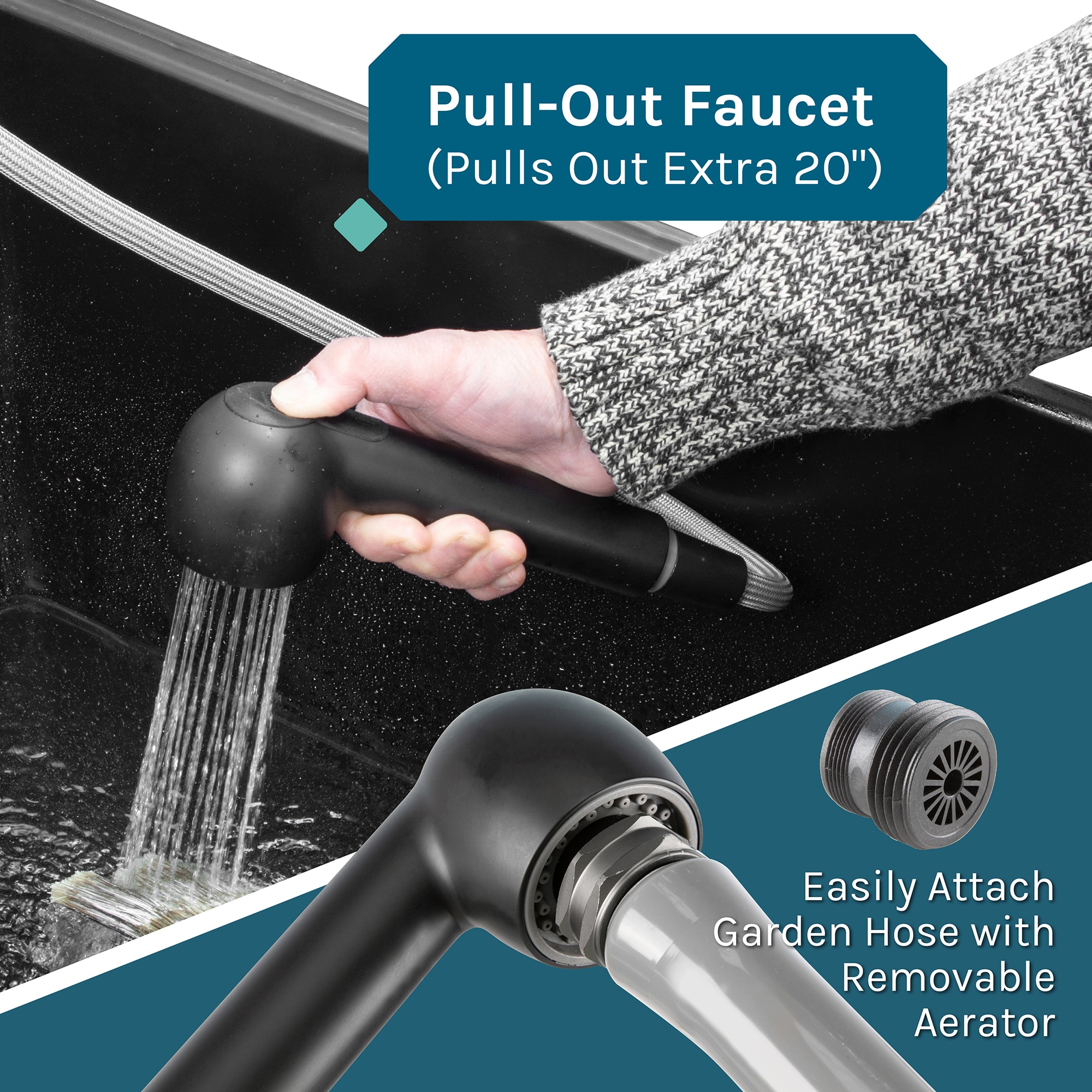 Cambridge Resources 23.5-in Black Wall Mount Utility Tub with Faucet