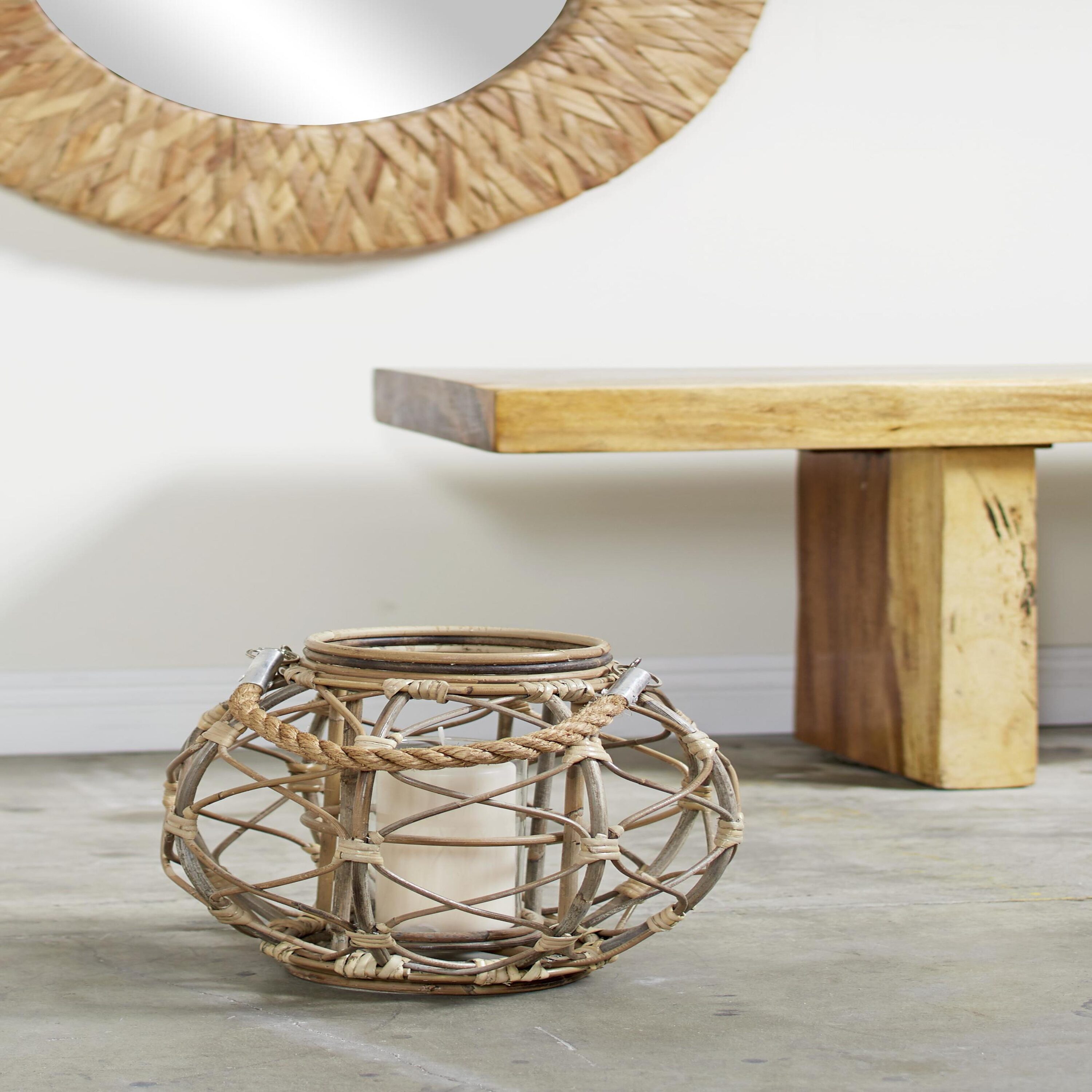 Grayson Lane 62836 1 Candle Wicker Lantern Candle Holder