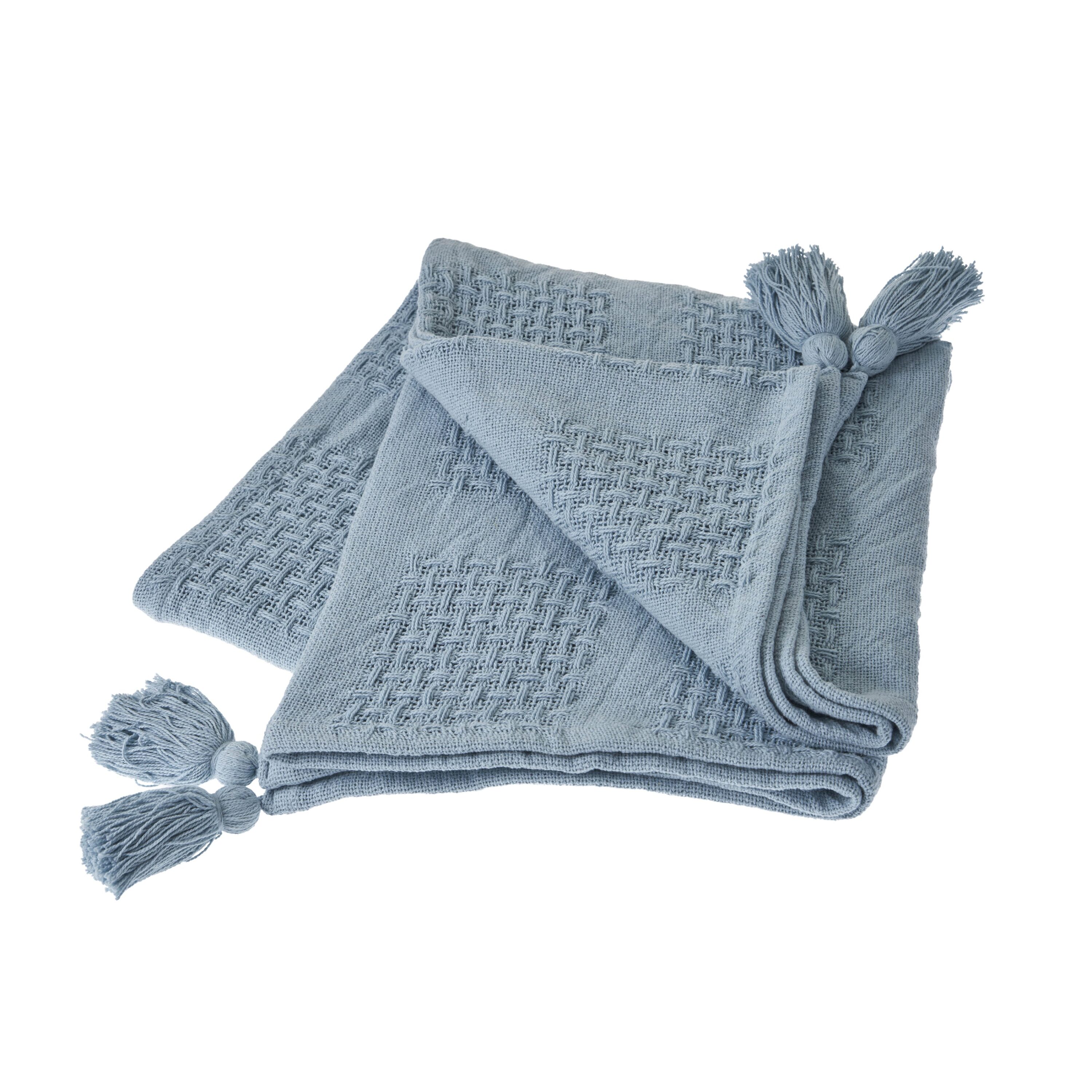 LR Home 0731A7084934J8 Blue 50-in x 60-in Cotton Throw