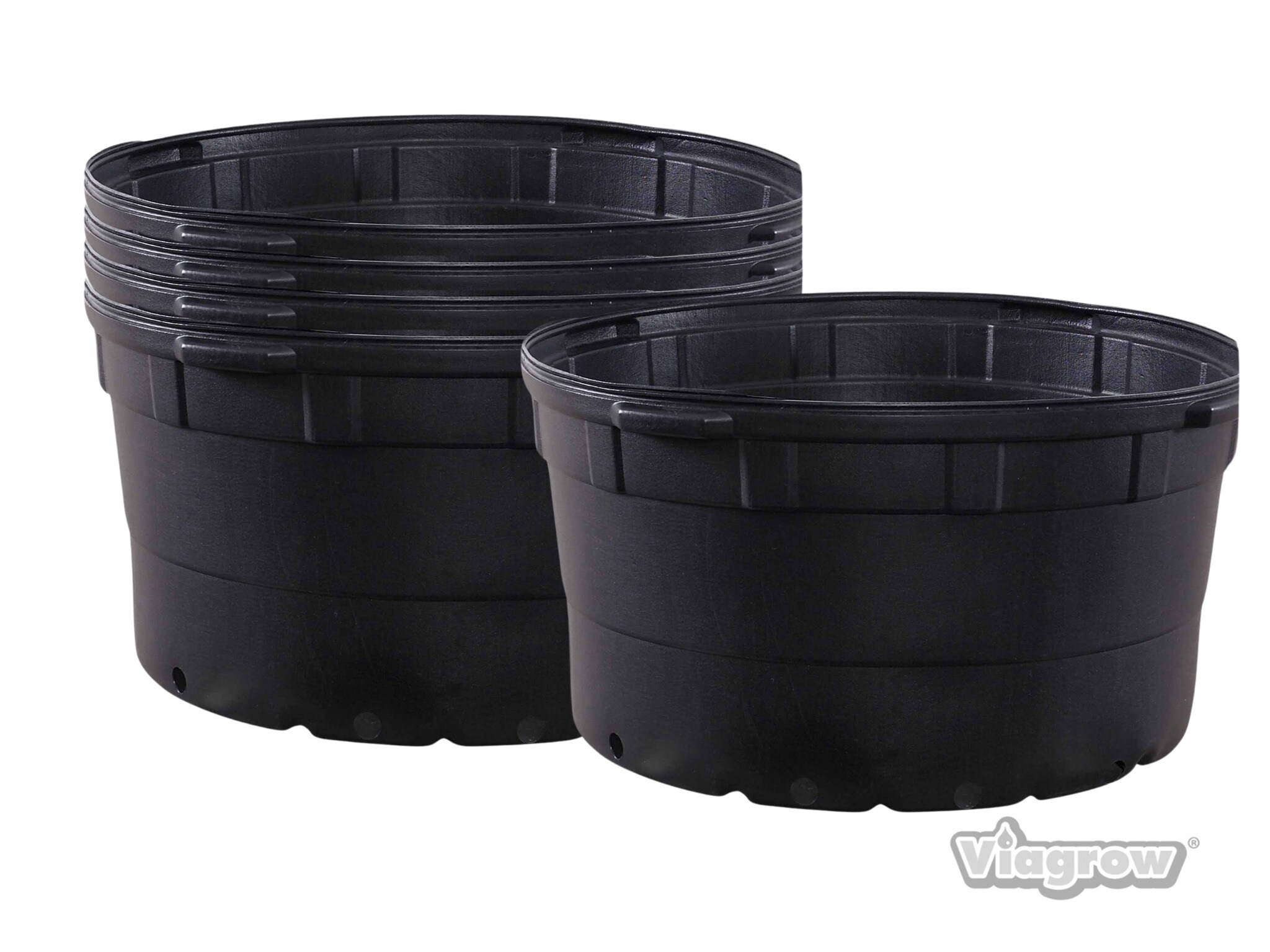 Viagrow VHPP3500-5 5 -Pack Round 28-in W x 15-in H x Black Plastic Indoor/Outdoor Planter