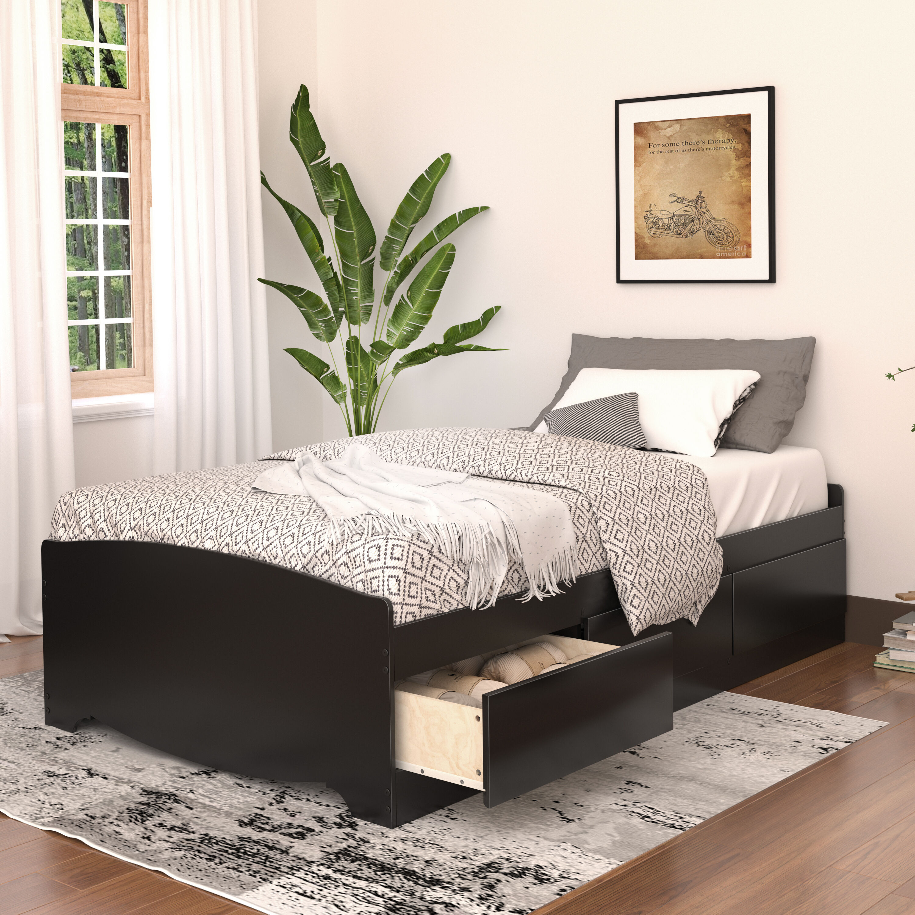 Prepac Mate's Black Twin Composite Platform Bed With Storage In The ...