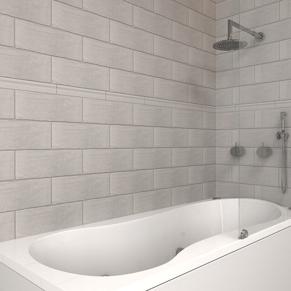 Boutique Ceramic Boutique Grey Crown 2-in x 12-in Glazed Ceramic Subway Wall Tile (0.16-sq. ft/ Piece)