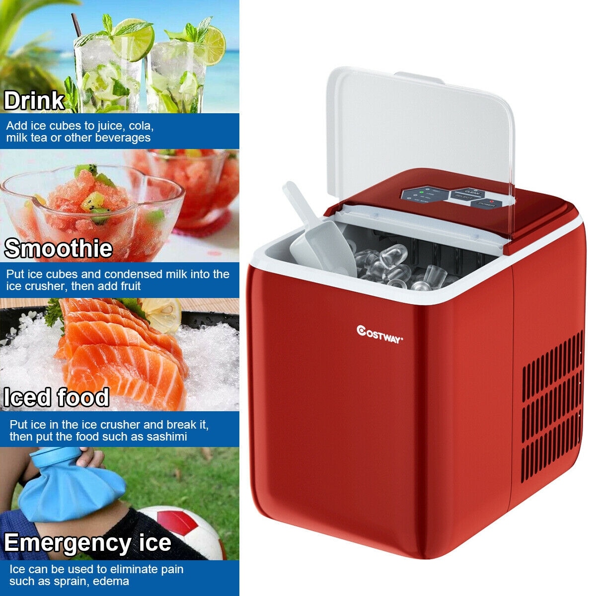 26 lb. Portable Ice Maker in Stainless Steel