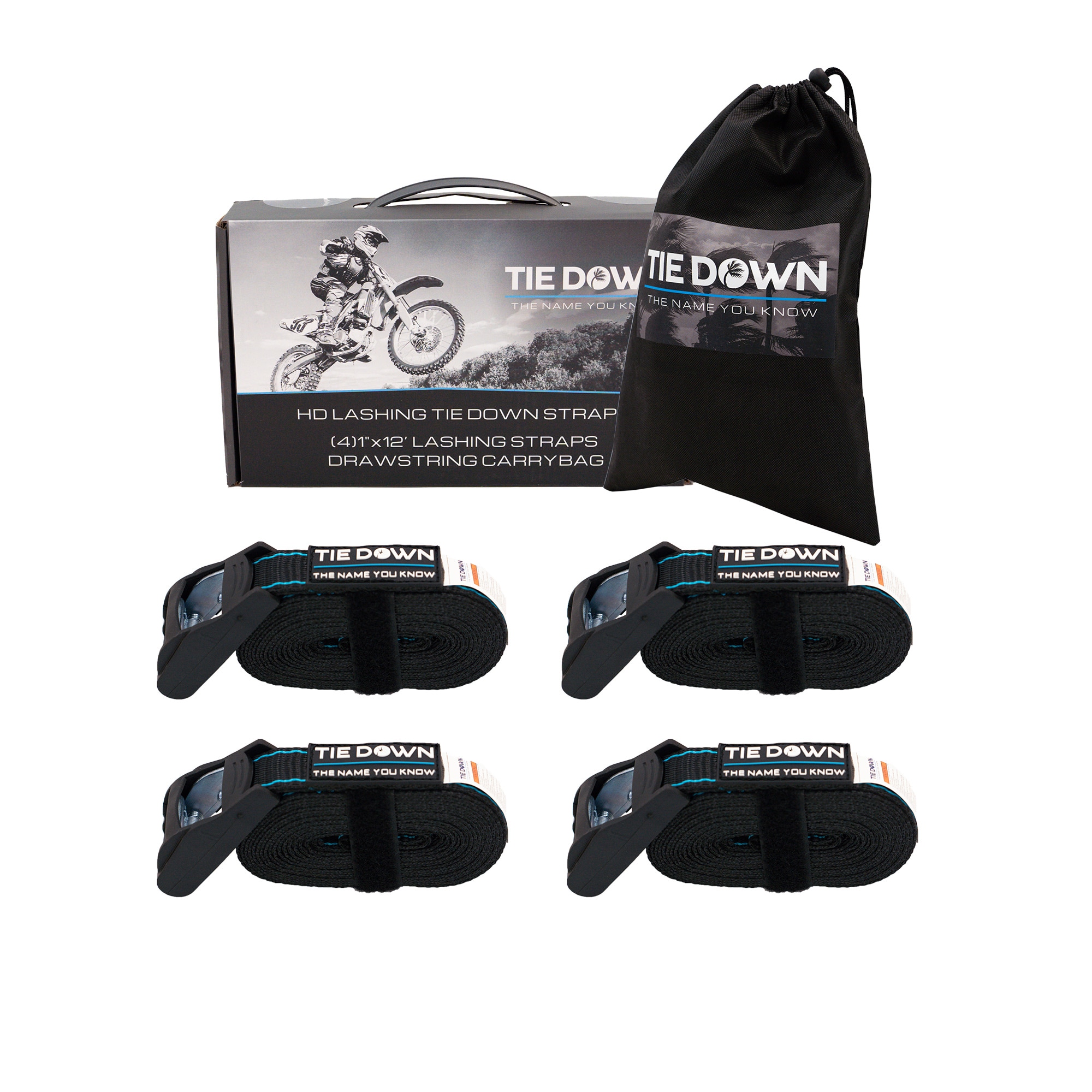 Tie Down 13990-BLK 1-1/2-in x 12-ft with Hookless 1320-lb Break Strength (4-Pack)