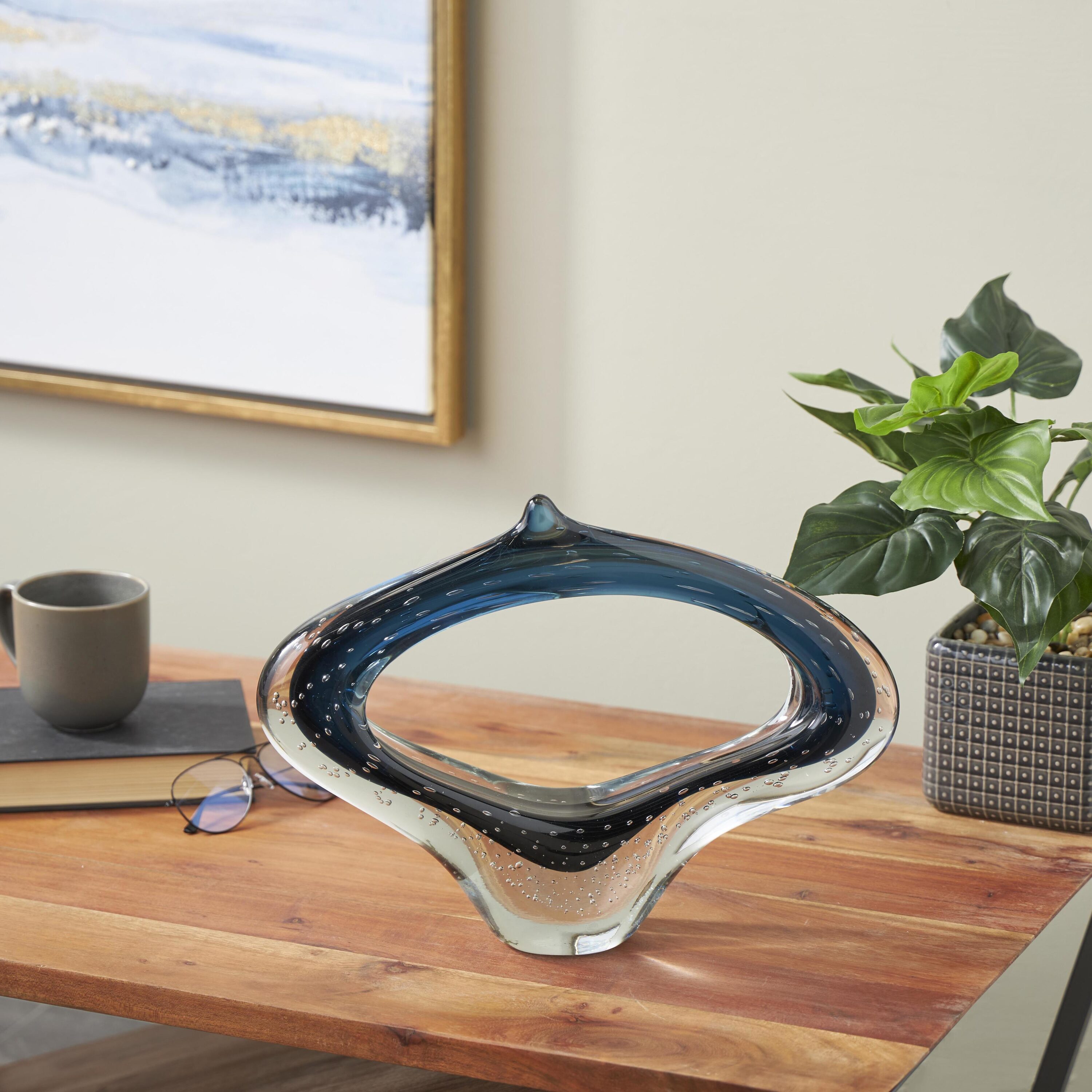 Grayson Lane 823313 Blue Glass Modern Sculpture