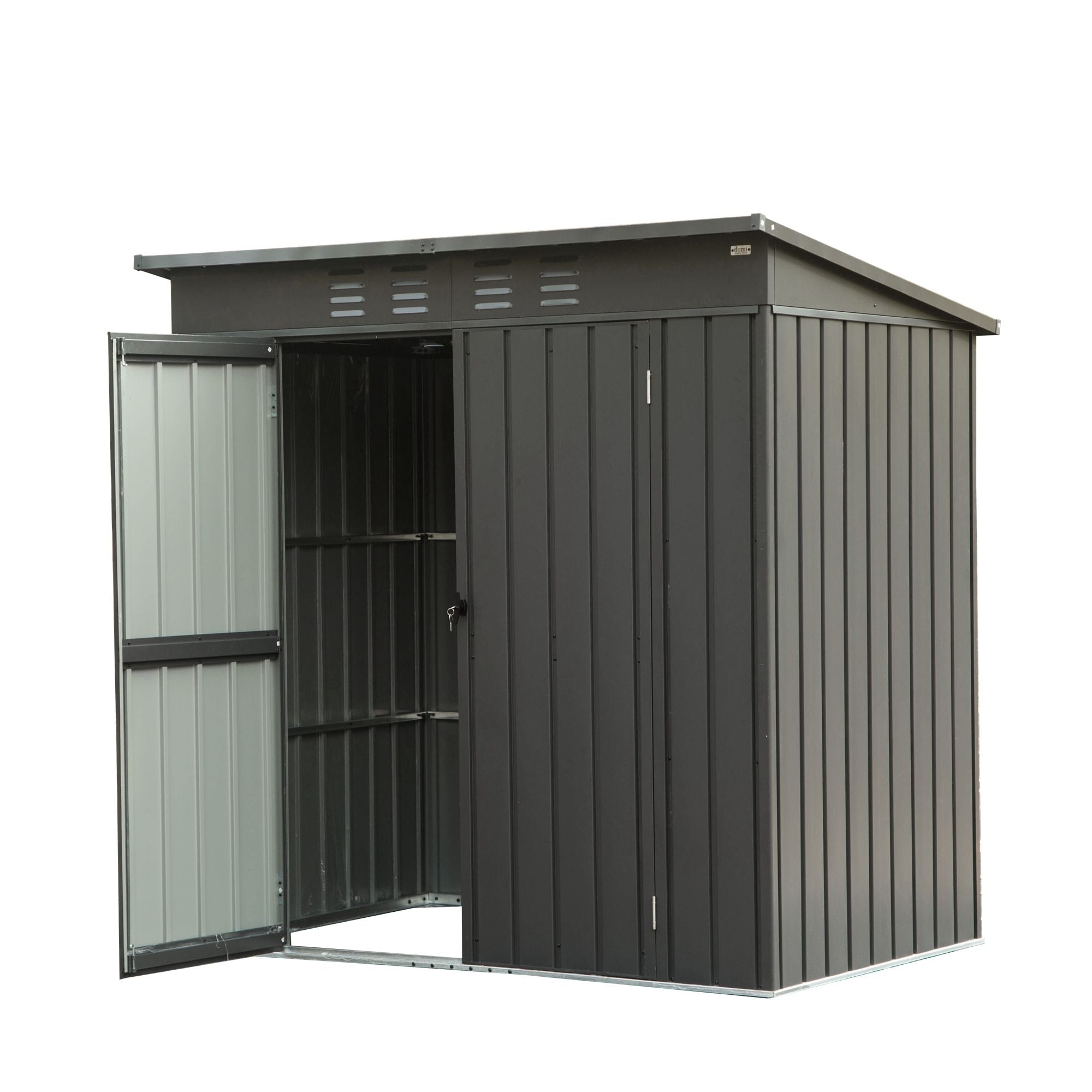WELLFOR TWSG041-BK 4-Feet x 6-Feet Metal Storage Shed Galvanized steel Storage Shed