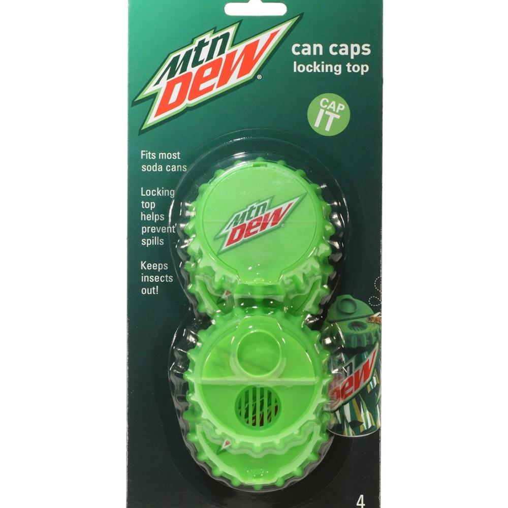 Jokari JKRI1272  18302P2 Mountain Dew Modern Logo Snap and Sip Can Caps- Pack of 4 and Set of 2