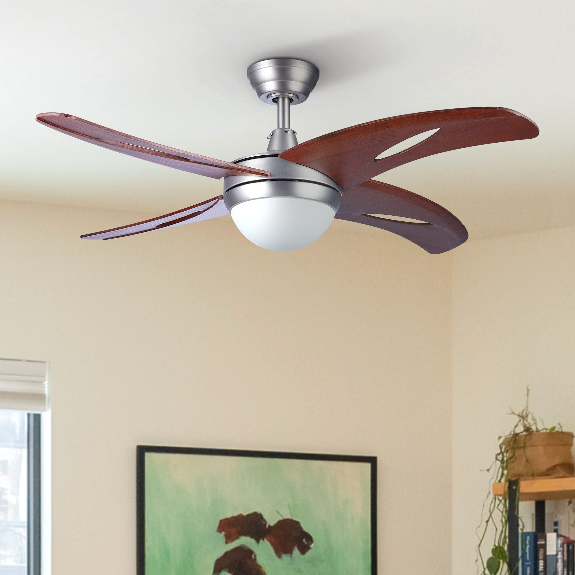 CO-Z 48-in Brushed Nickel Color-changing Integrated LED