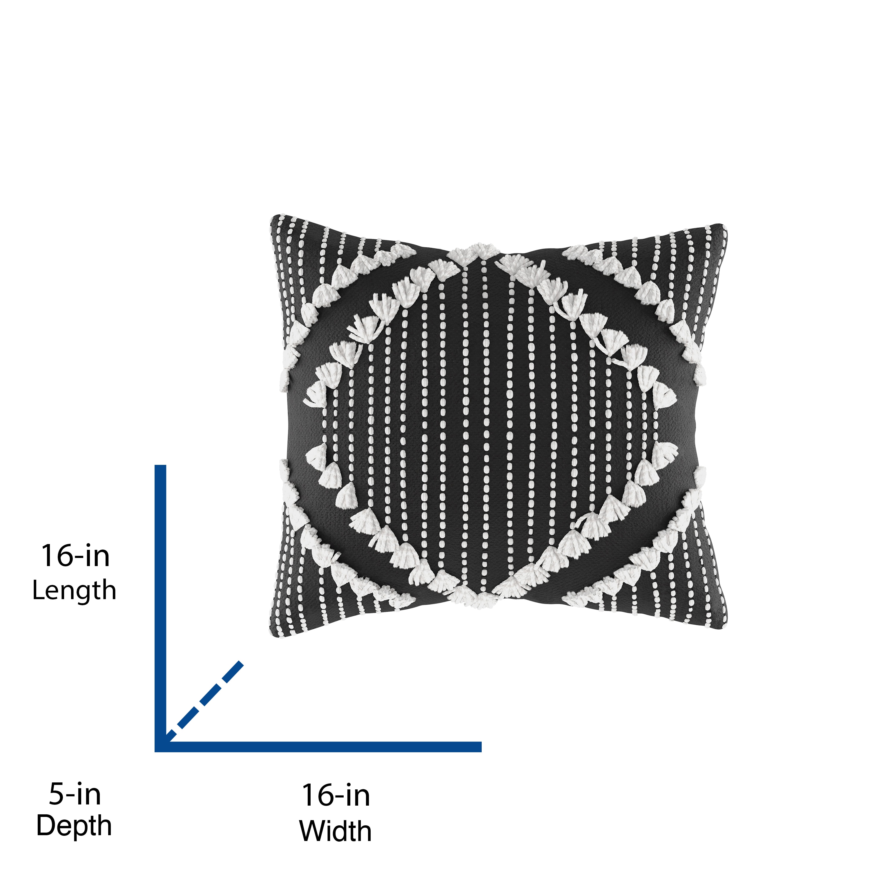 allen + roth Geometric Black Square Throw Pillow in the Outdoor ...