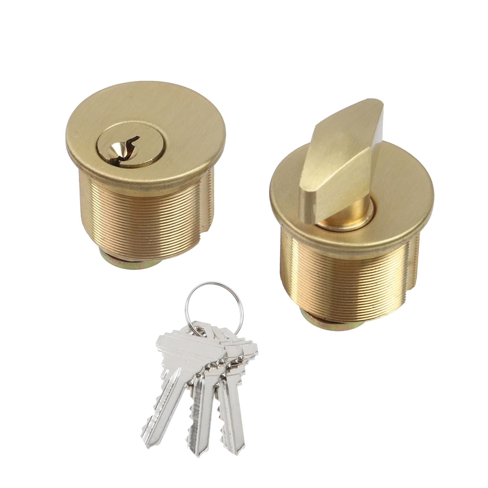 Aoibox  2 Pcs 1 Mortise Lock Cylinder Copper Security Door Locks Front Door And Exterior Gate Lockset Hardware Brass