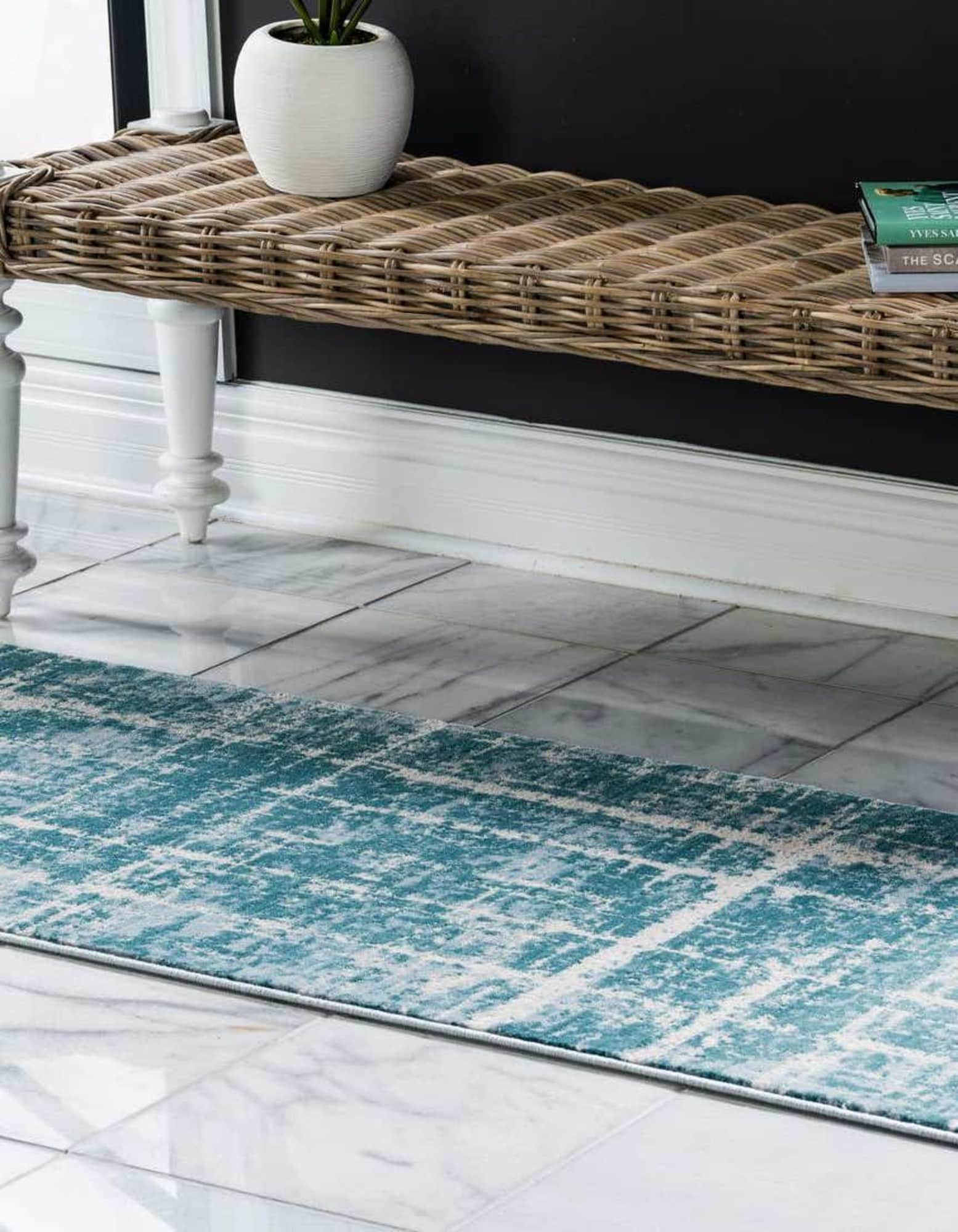 Unique Loom 3186812 Jill Zarin Uptown 3 x 8 (ft) Loomed Polypropylene Turquoise Rectangular Indoor Stripe Runner