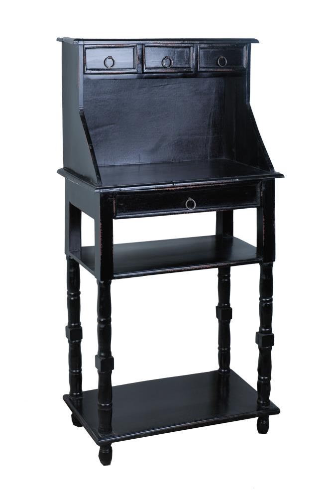 Sunset Trading CC-TAB3329LD-AB Shabby Chic Cottage Distressed Antique Black Wood 3-Shelf Bookcase (26-in W x 50.5-in H x 14-in D)