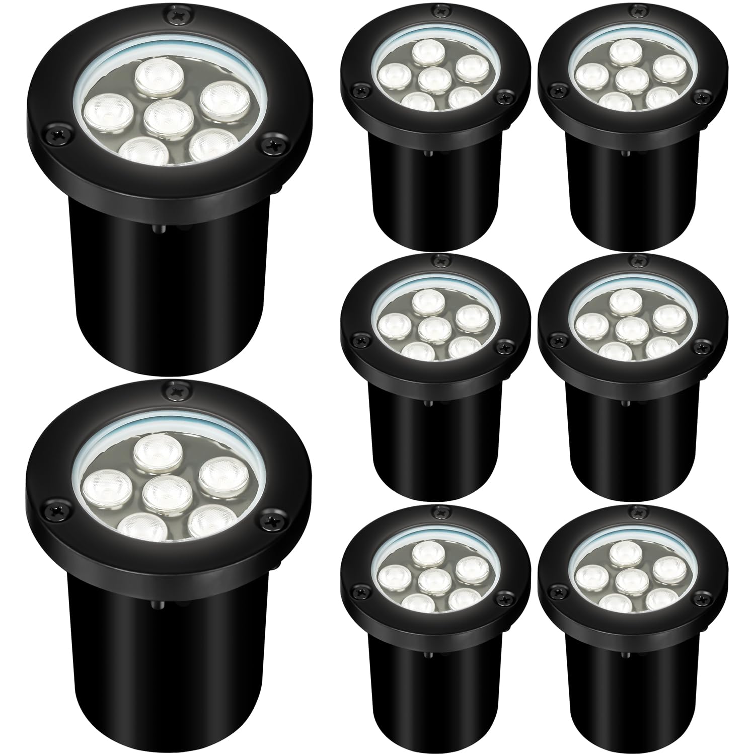 Lukvuzo  6W LED Landscape Lights 110V 120V Well Lights IP68 Waterproof 5500K Cool White Outdoor In Ground Lights for Yard Garden Patio Pathway 8
