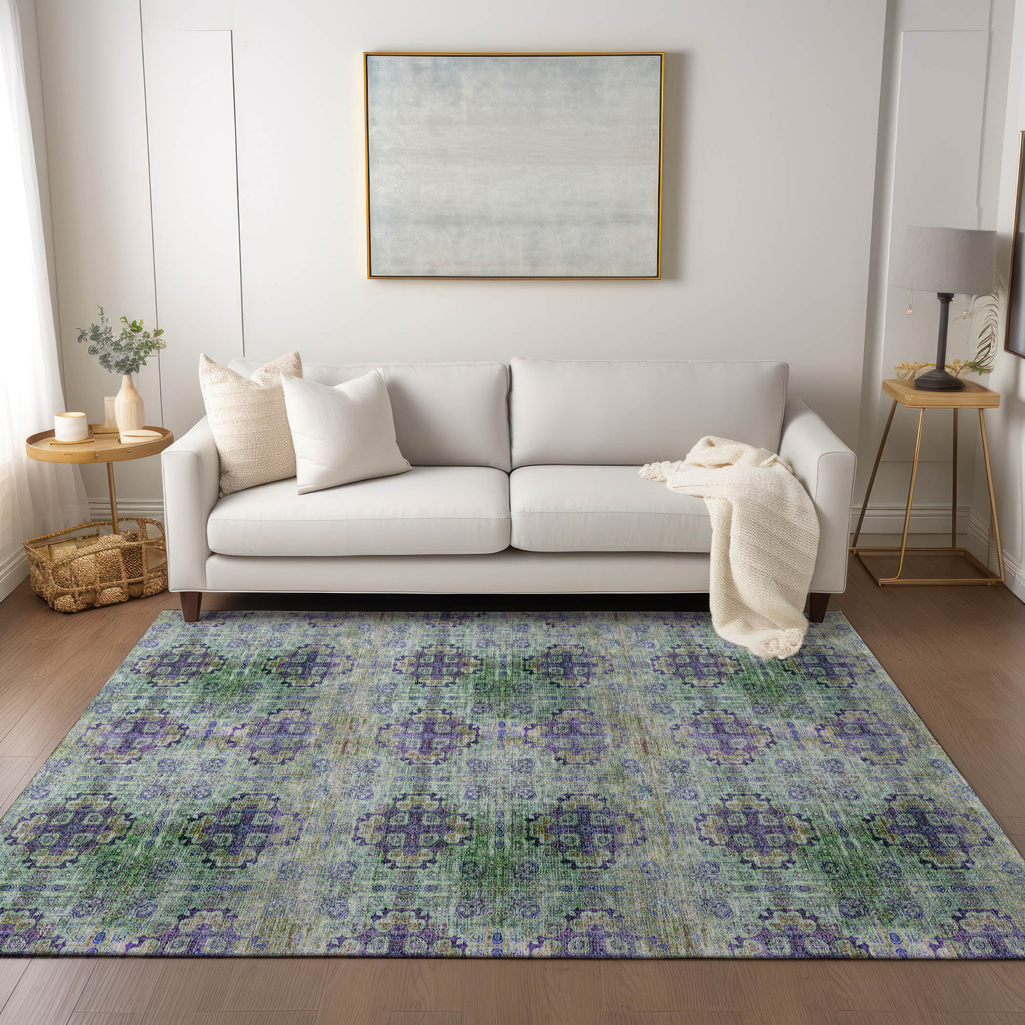 Addison Rugs ACN557PP3X5 Chantille ACN557PP 3 x 5 (ft) Polyester Blue Rectangular Indoor/Outdoor Abstract Machine washable Area rug