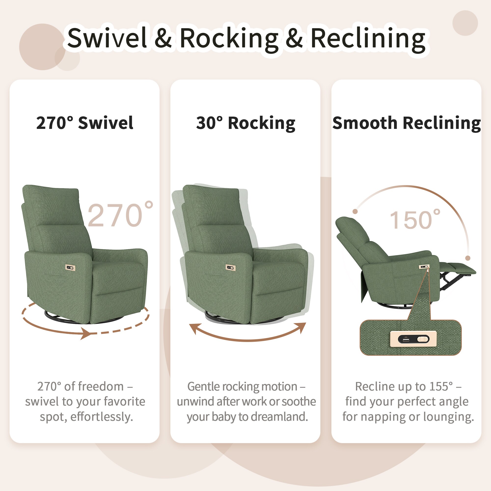 Homy Casa RE1028-04-GN recliners - View #7