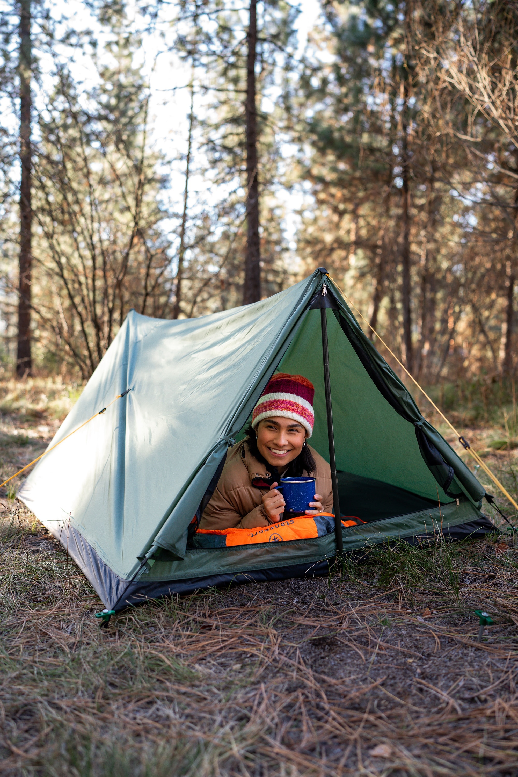 Forest Green 2-Person Three-Season Backpacking Tent with Carry Bag