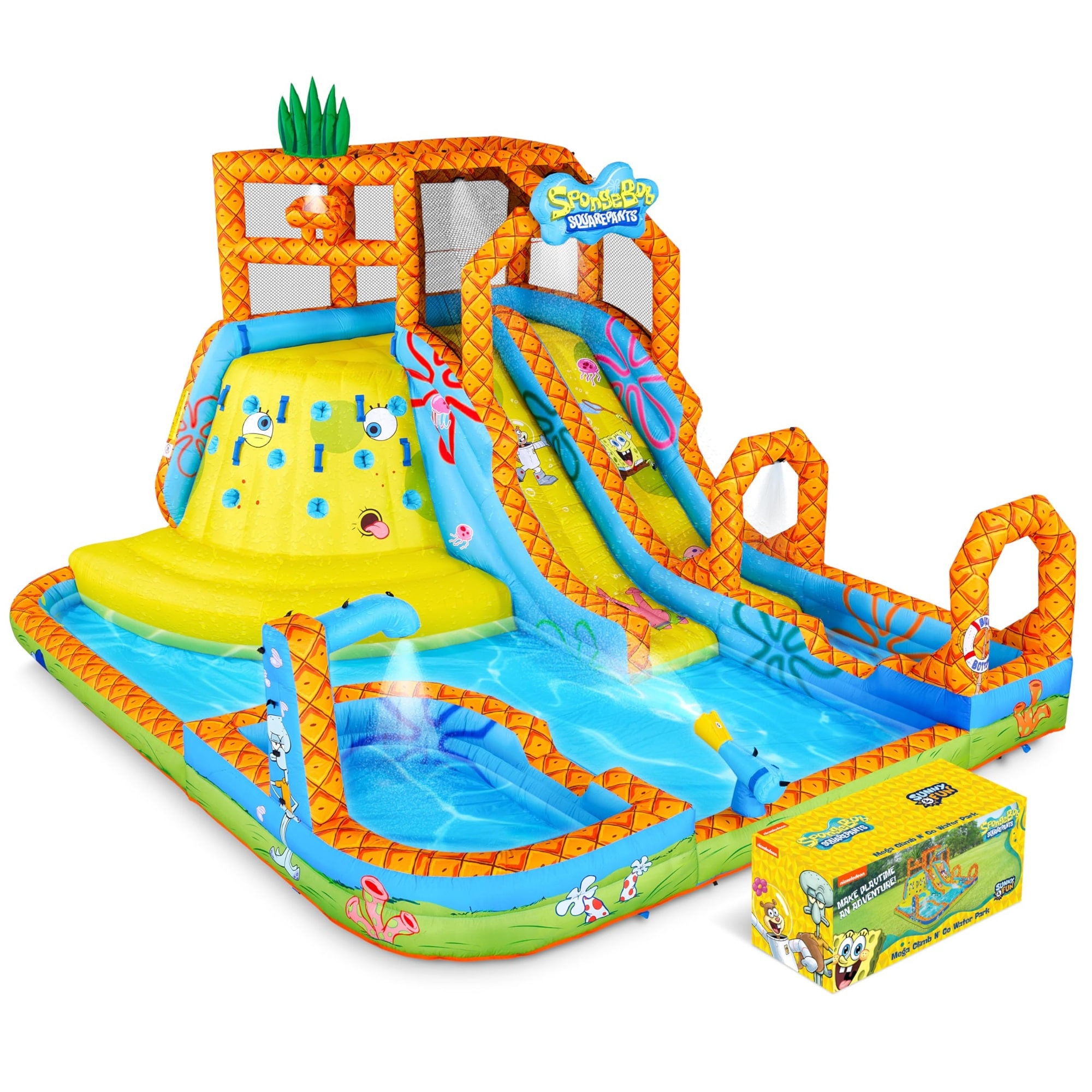 Sunny & Fun SBSF003 SpongeBob Mega Climb N' Go 189.6-in Nylon Inflatable water slide