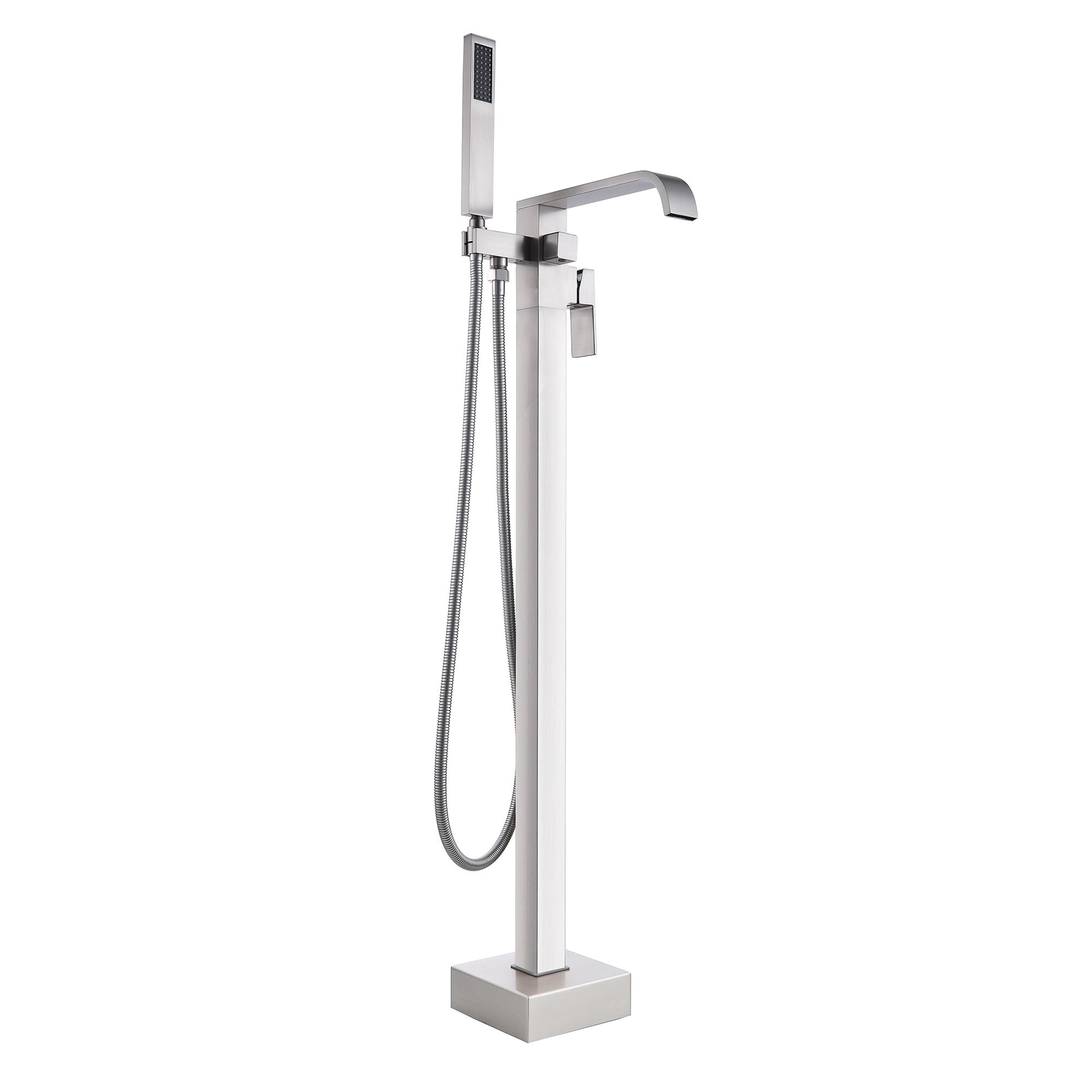 LANBO LB680007BN Brush Nickel 1-handle Freestanding Mid-arc Bathtub Faucet with Hand Shower ( Valve Included )
