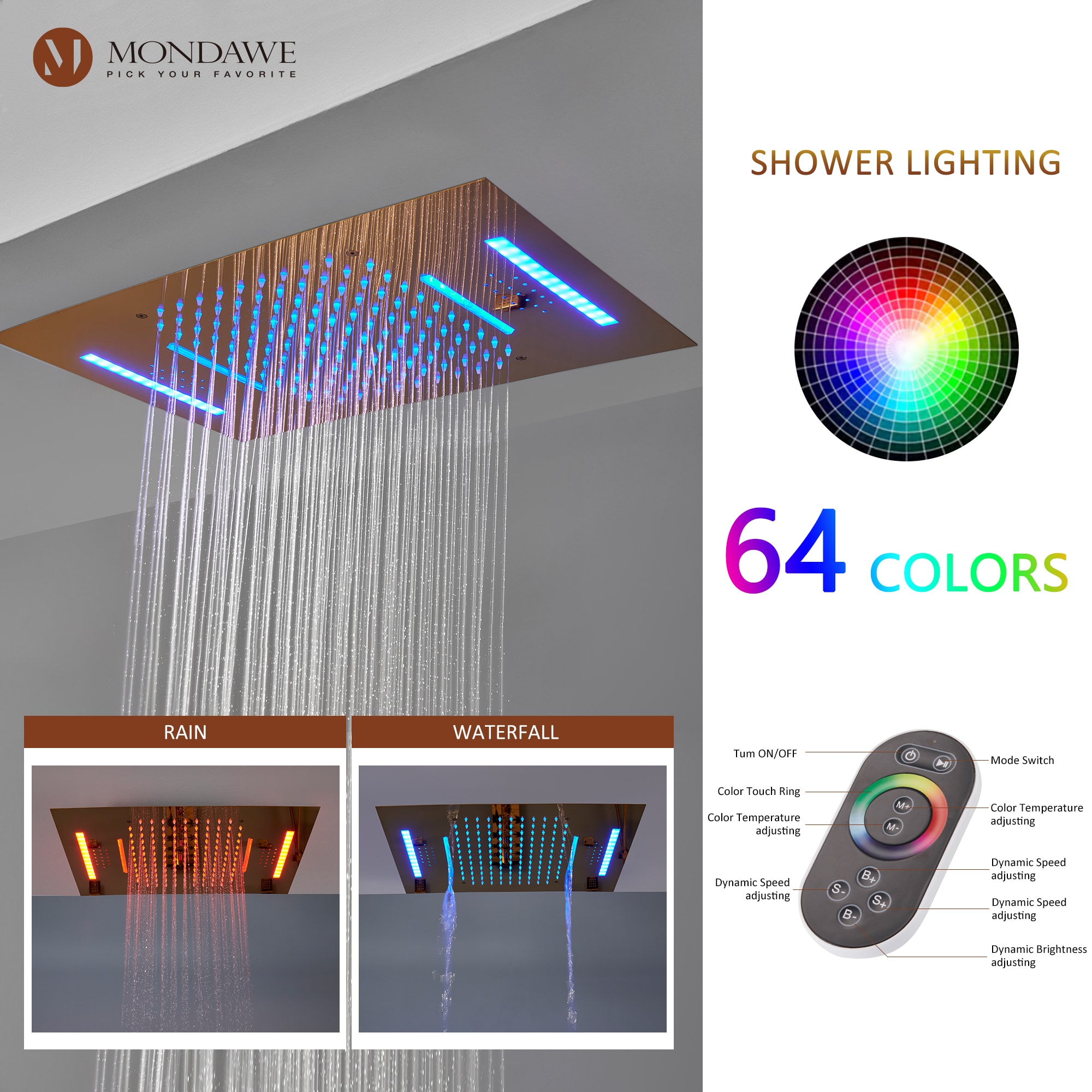 Mondawe MO1791DT-MB Showerhead-Bar-Panels - View #5