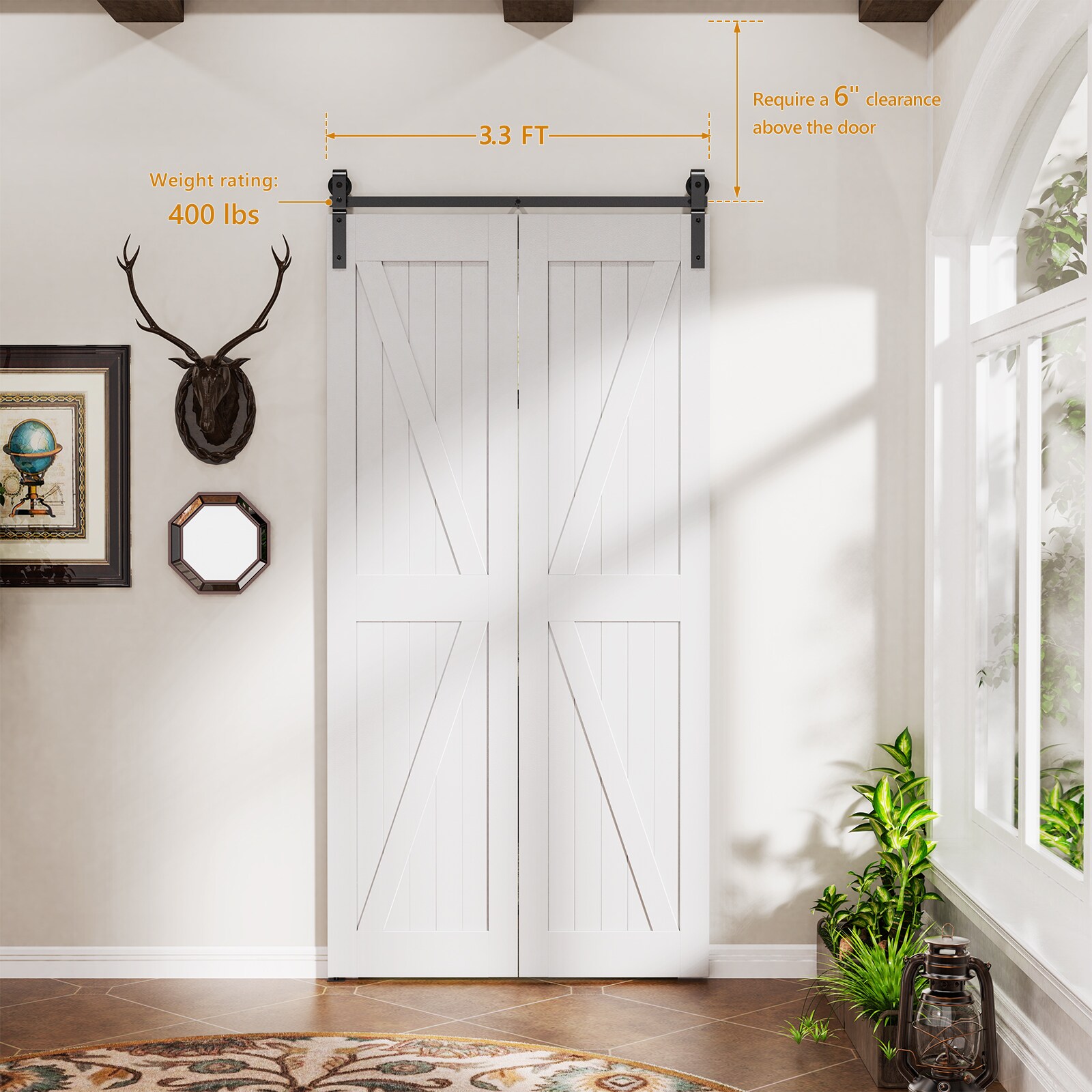 LOVMOR BF-3P3FT-2DOOR Barn-Door-Roller-Kits - View #3