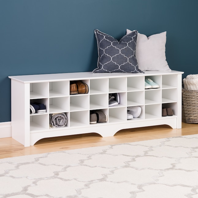 Prepac White Storage Bench In The, 24 Pair Shoe Storage Cubby Bench