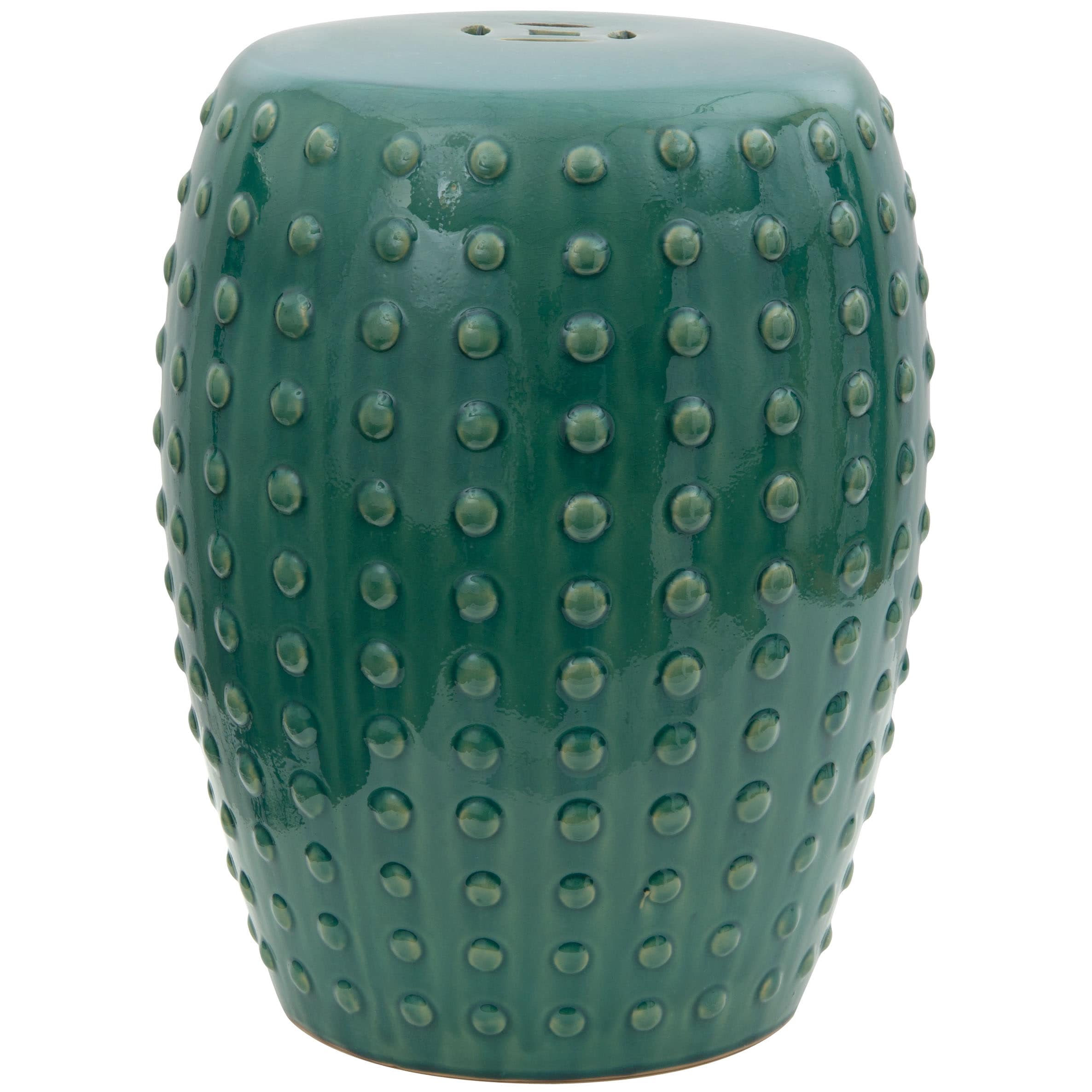 Oriental Furniture BW-GARDEN3 19.0-Inches Teal Ceramic Barrel Garden Stool