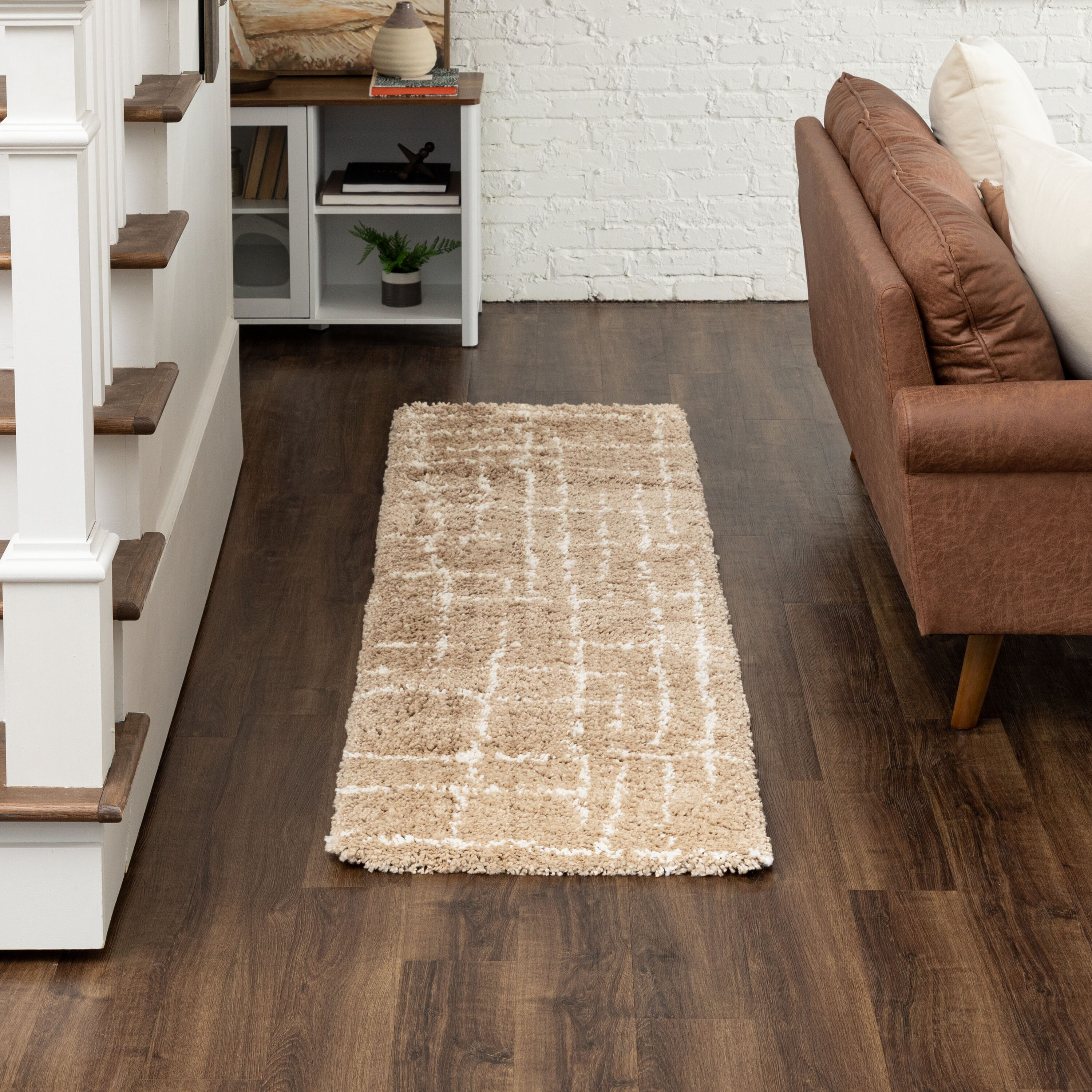 Origin 21 R1298 9899 235090 Desert Chessboard 2 x 7 (ft) Polypropylene Tan Rectangular Indoor Runner rug